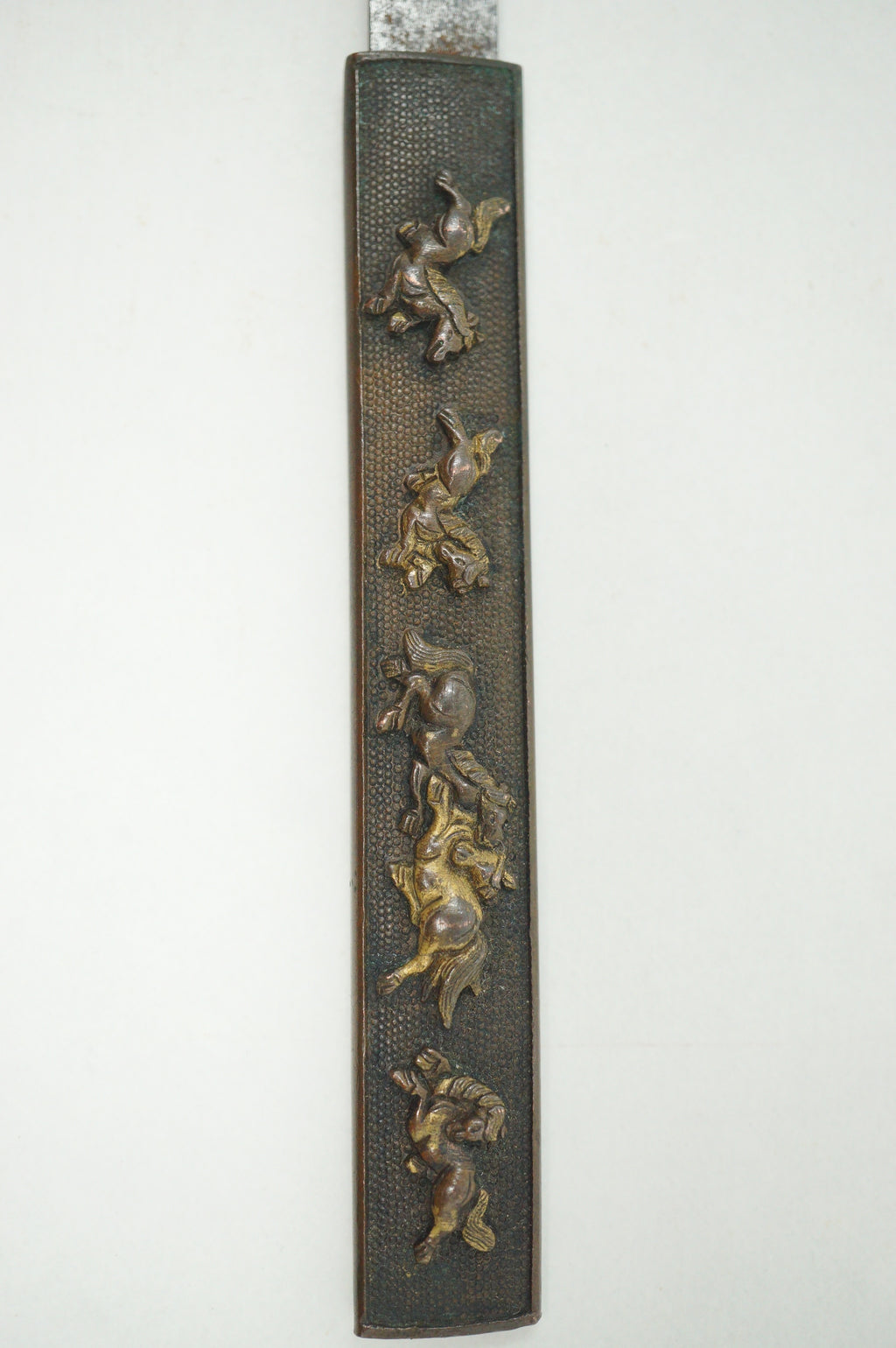 Japanese Kozuka Knife Signed Iron Blade & Horse Design Handle Antique from Japan 1226F3