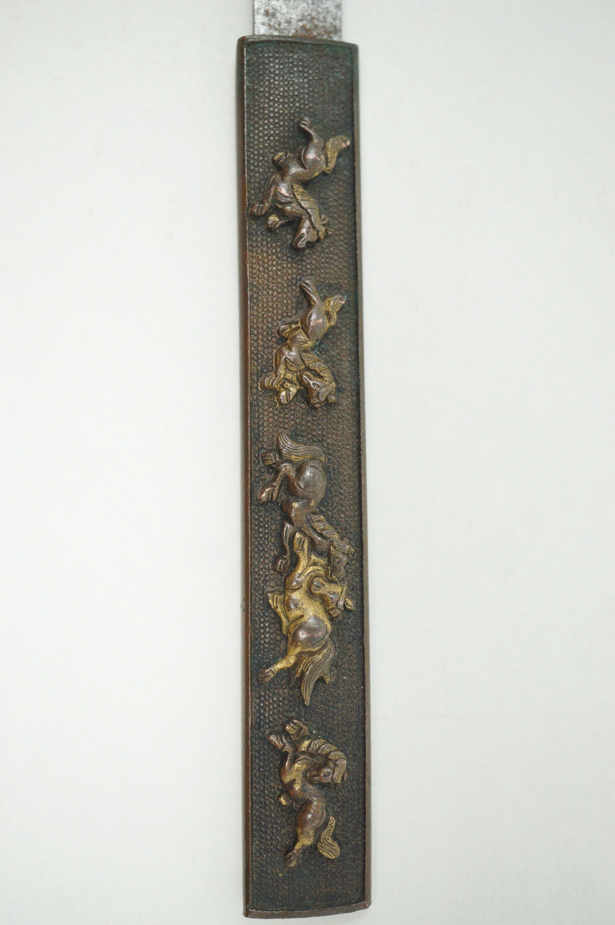 Japanese Kozuka Knife Signed Iron Blade & Horse Design Handle Antique from Japan 1226F3