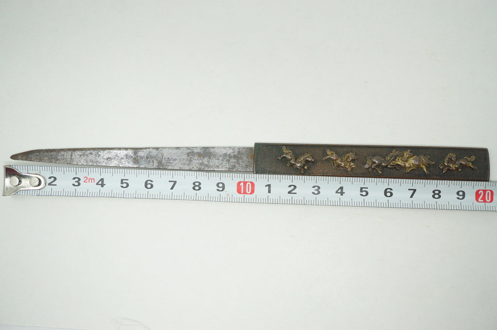 Japanese Kozuka Knife Signed Iron Blade & Horse Design Handle Antique from Japan 1226F3