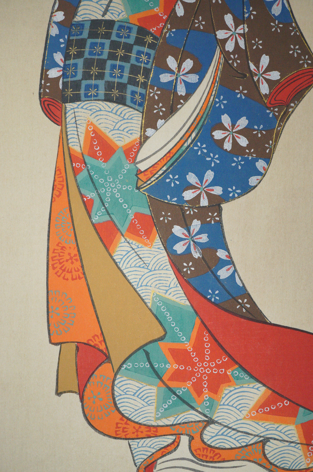 High Quality Binjinga Woodblockprint by Iwasa Matabei Vintage Recarved Edition 0622D3