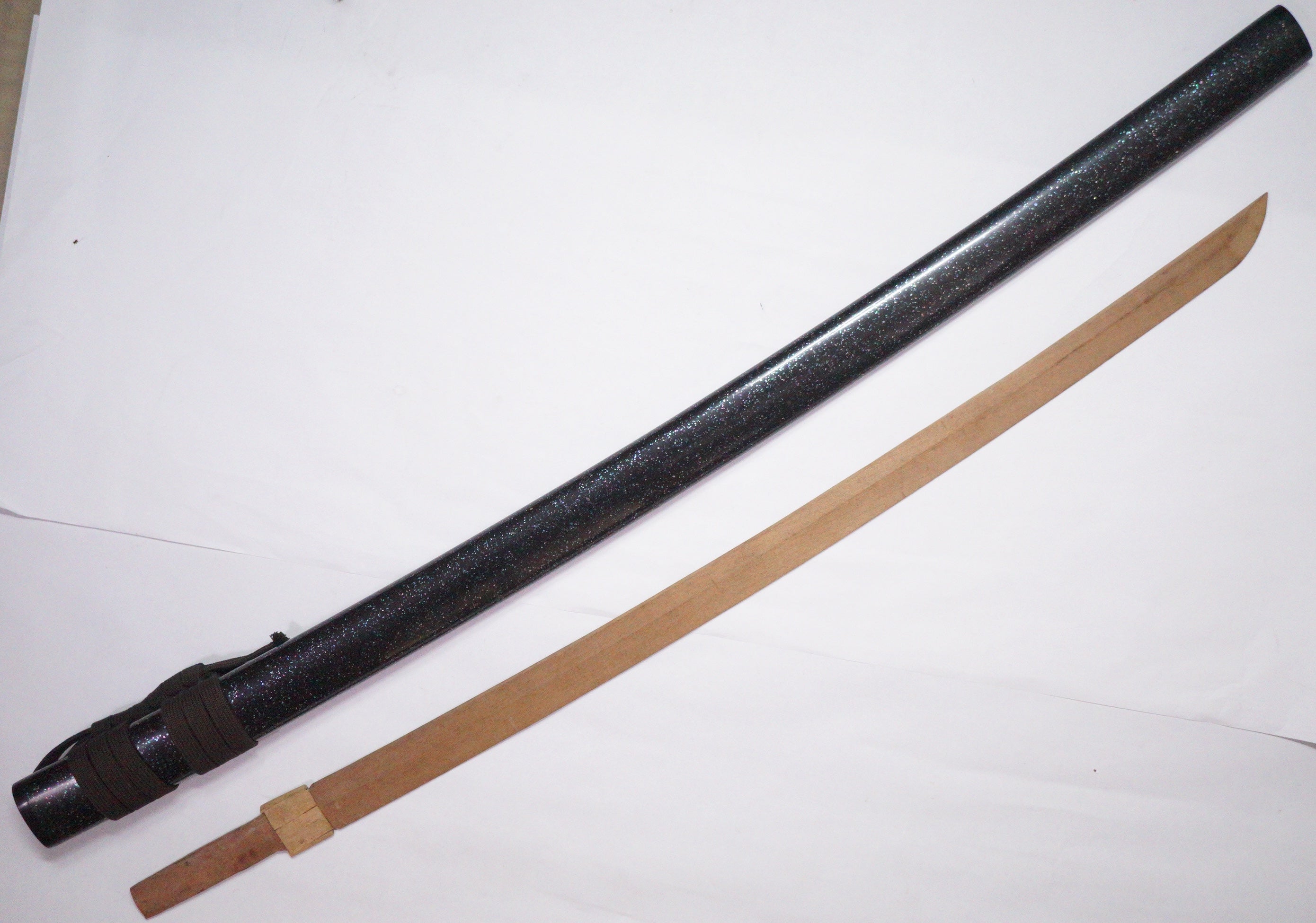 Japanese Katana Sword Scabbard Antique Saya with Shell Inlays & Sageo Cord 1226F42