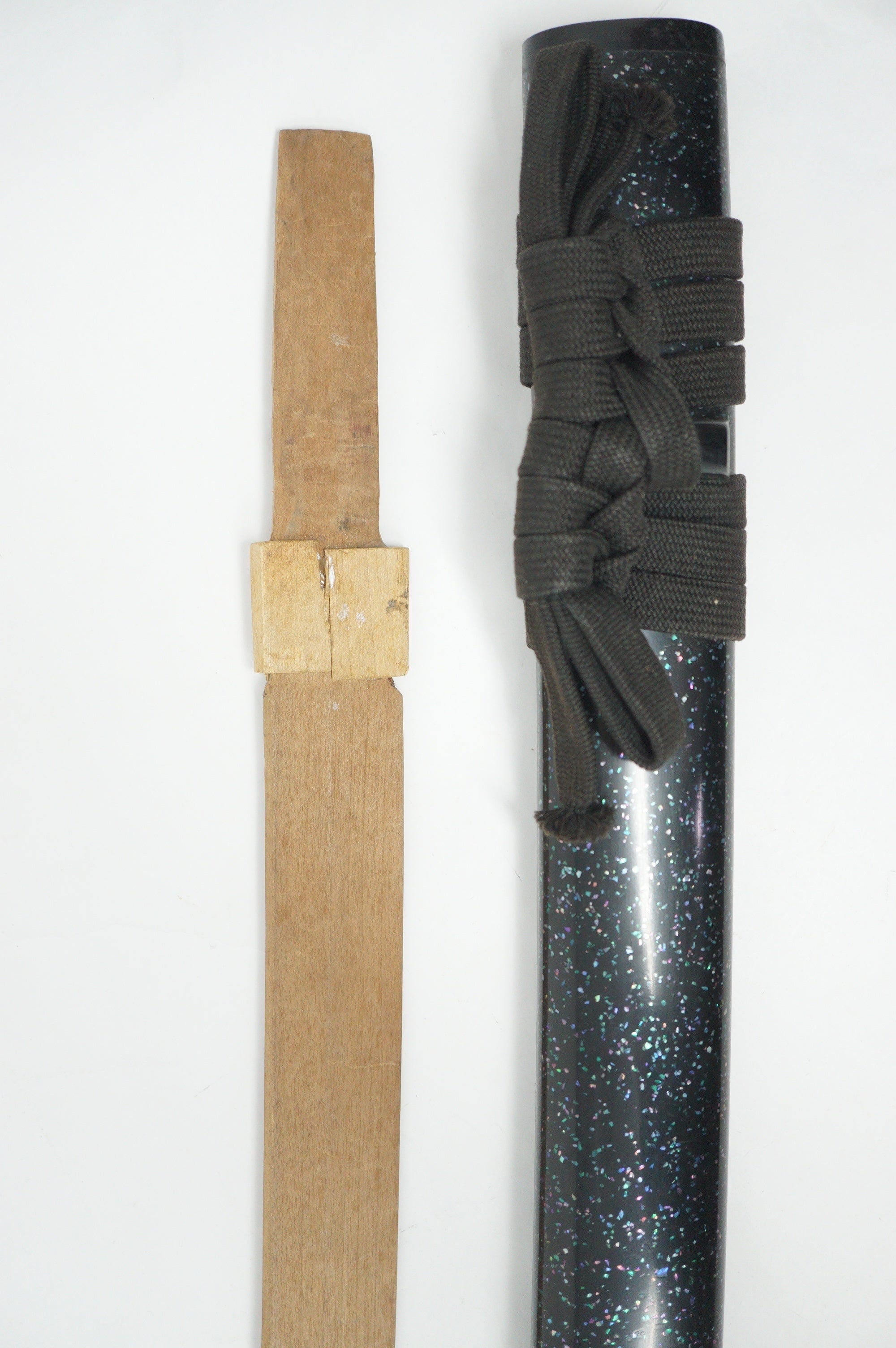 Japanese Katana Sword Scabbard Antique Saya with Shell Inlays & Sageo Cord 1226F42