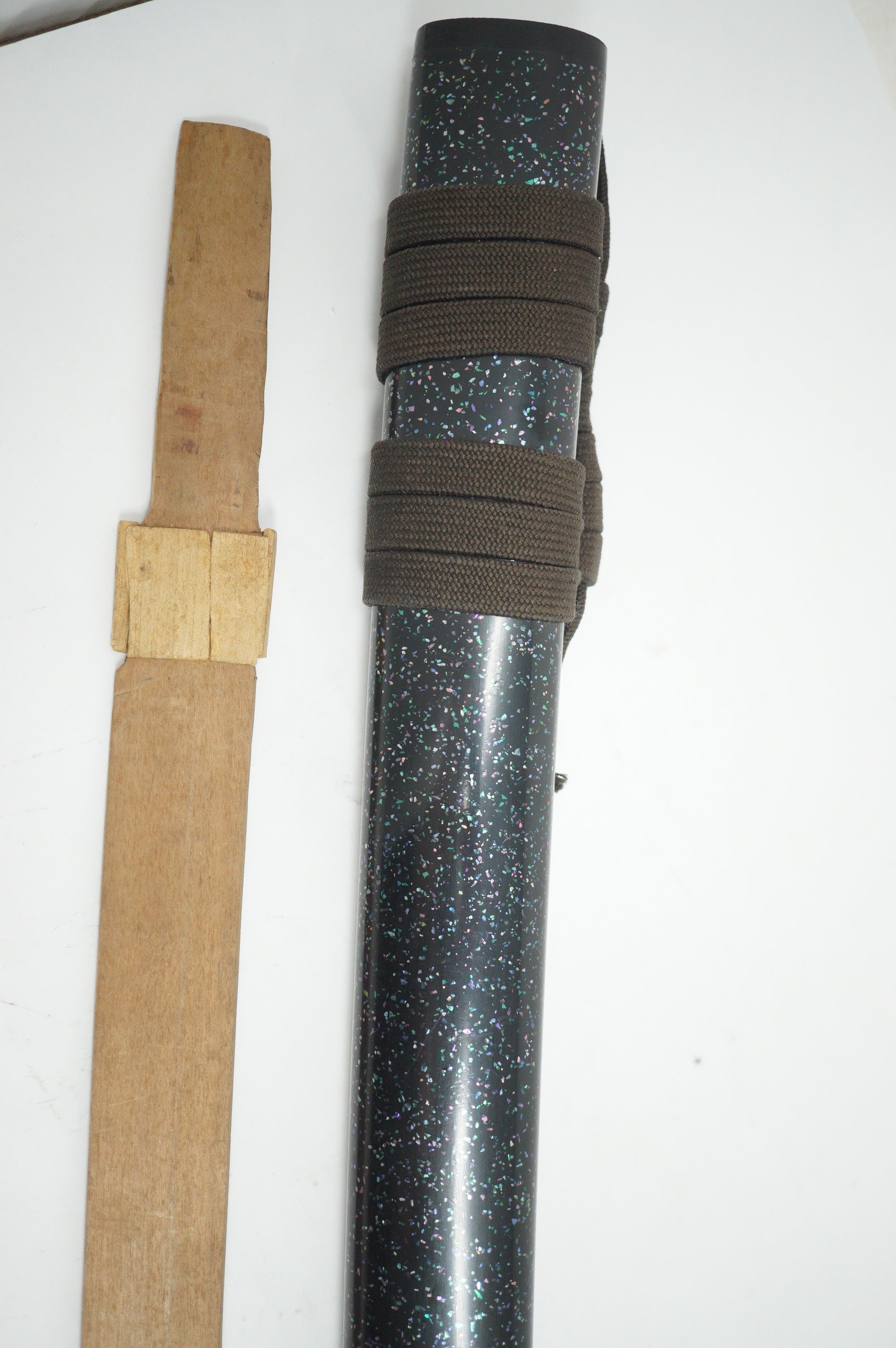 Japanese Katana Sword Scabbard Antique Saya with Shell Inlays & Sageo Cord 1226F42