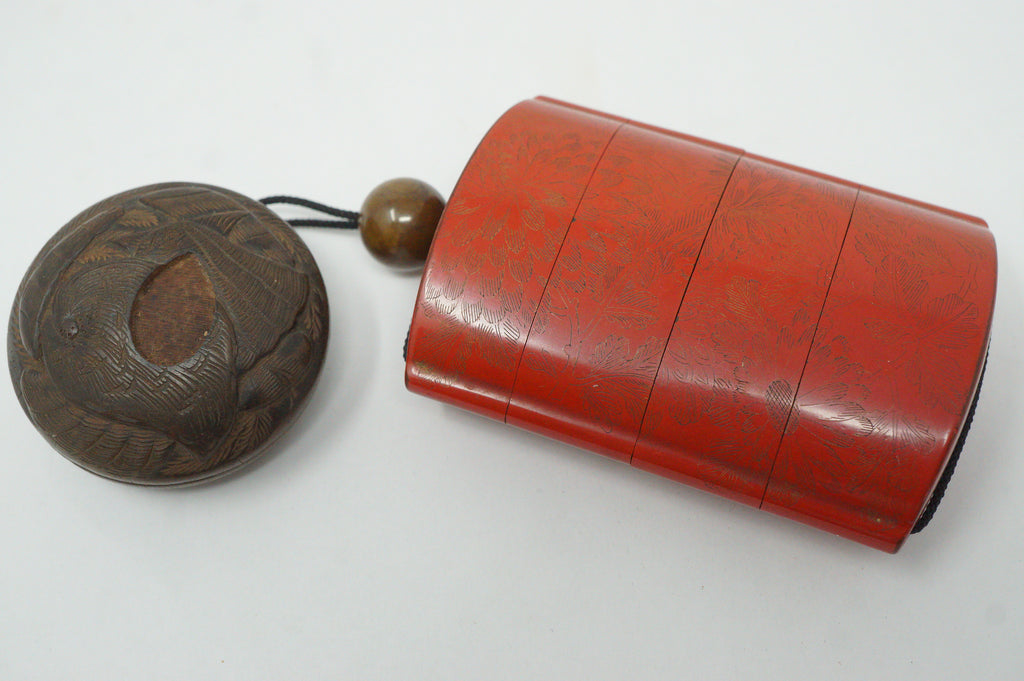 Japanese Sagemono Fine Inro Netsuke & Ojime Set from Japan 0611G4