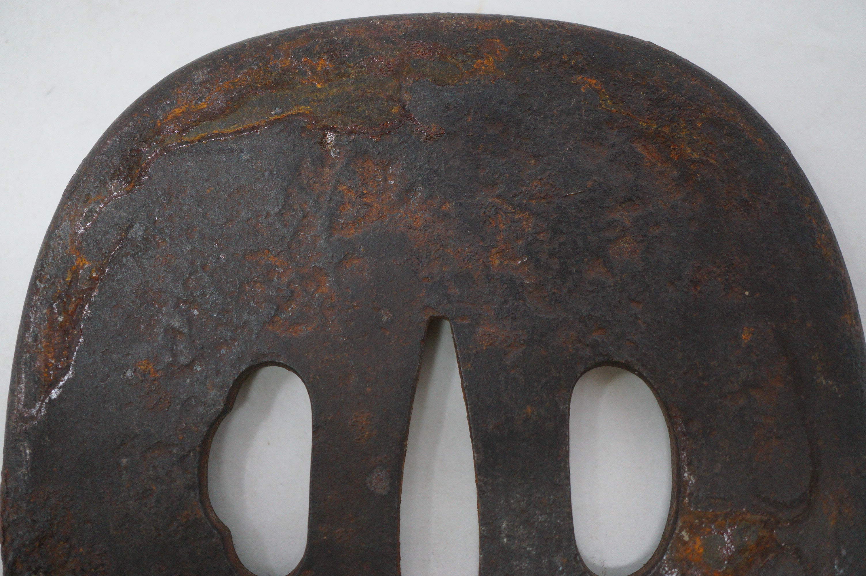 Japanese Tsuba Katana Sword Guard Edo Original with Silver Flower Design 0530E4