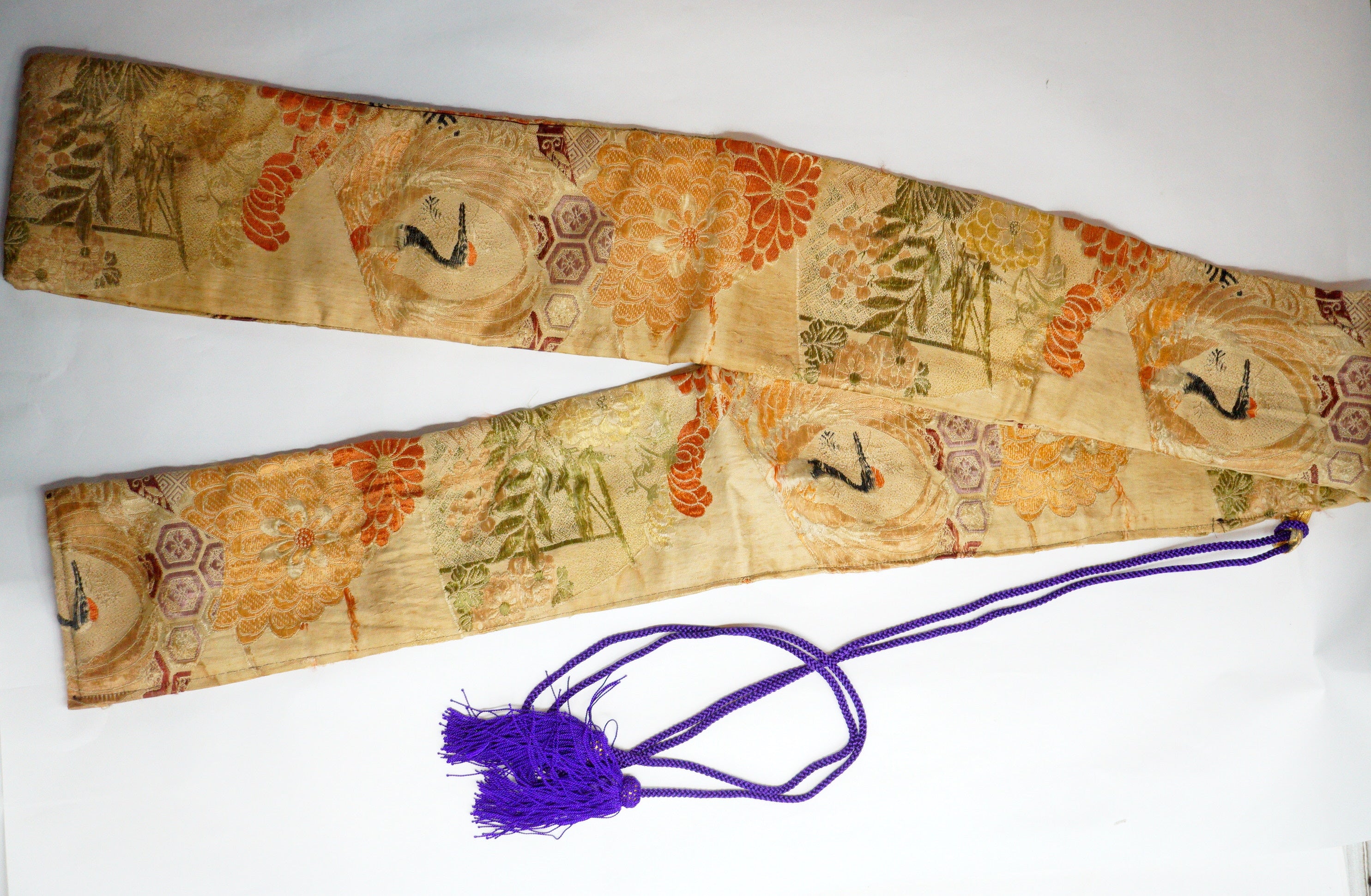 Japanese Vintage Weapon Bag made of Kimono Fabric from Japan 0110E4