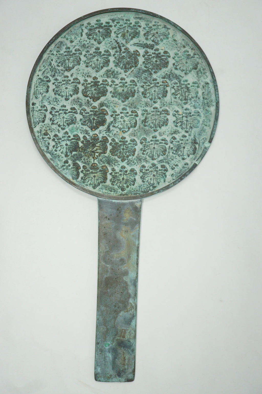 Japanese Antique Tekami Hand Mirror with Toyotomi Family Crest from Japan 0204F4