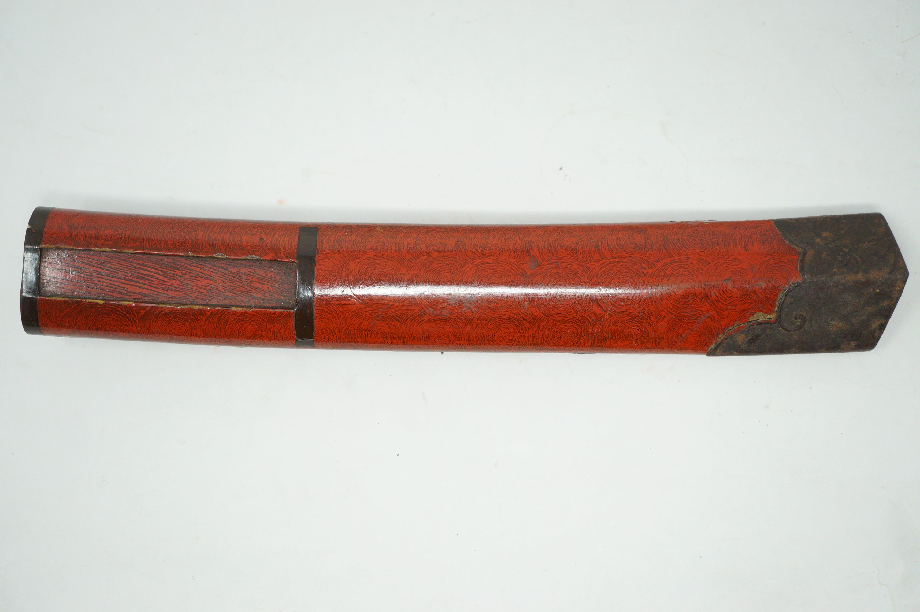 Japanische antike Dolchscheide Saya Antik mit Eisenspitze Original aus Japan 0212F4