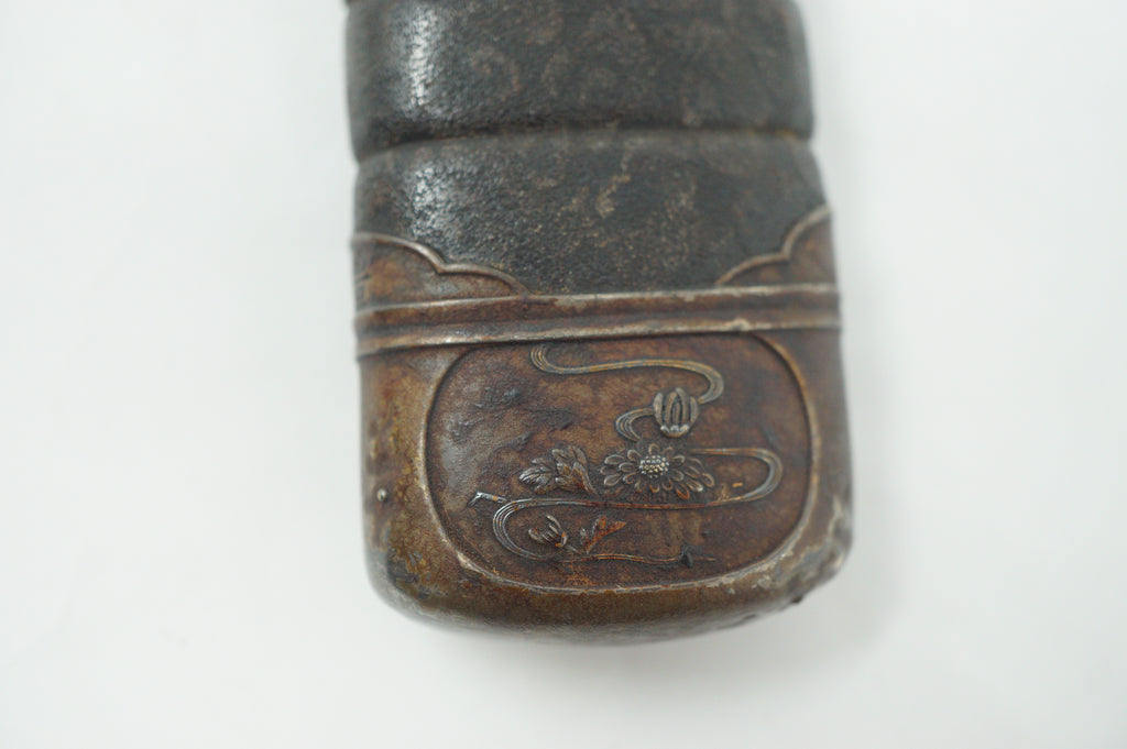 Japanese Sword Scabbard Authentic Saya Antique Original with Signed Kojiri from Japan 1127F4