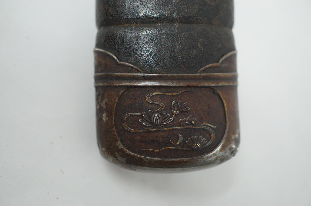 Japanese Sword Scabbard Authentic Saya Antique Original with Signed Kojiri from Japan 1127F4