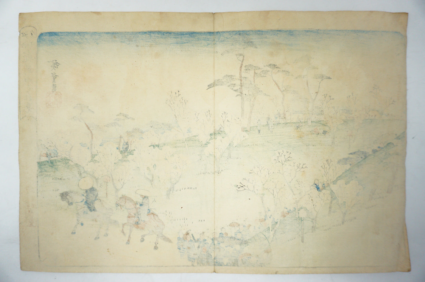 日本木版画 1830 年代原作，作者歌川广重 - 飞鸟山花见 - 1115D4