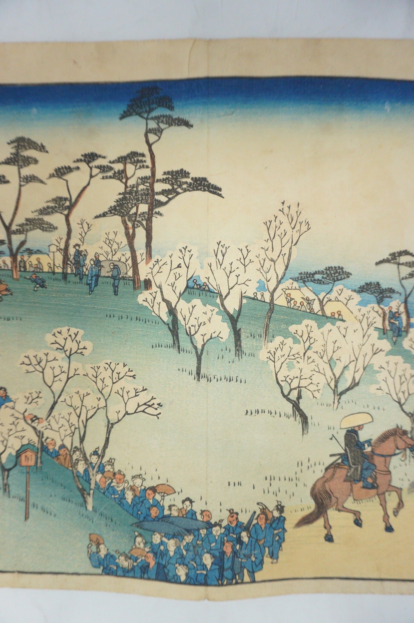 Japanischer Holzschnitt 1830er Jahre Original von Hiroshige Utagawa -Asukayama hanami- 1115D4