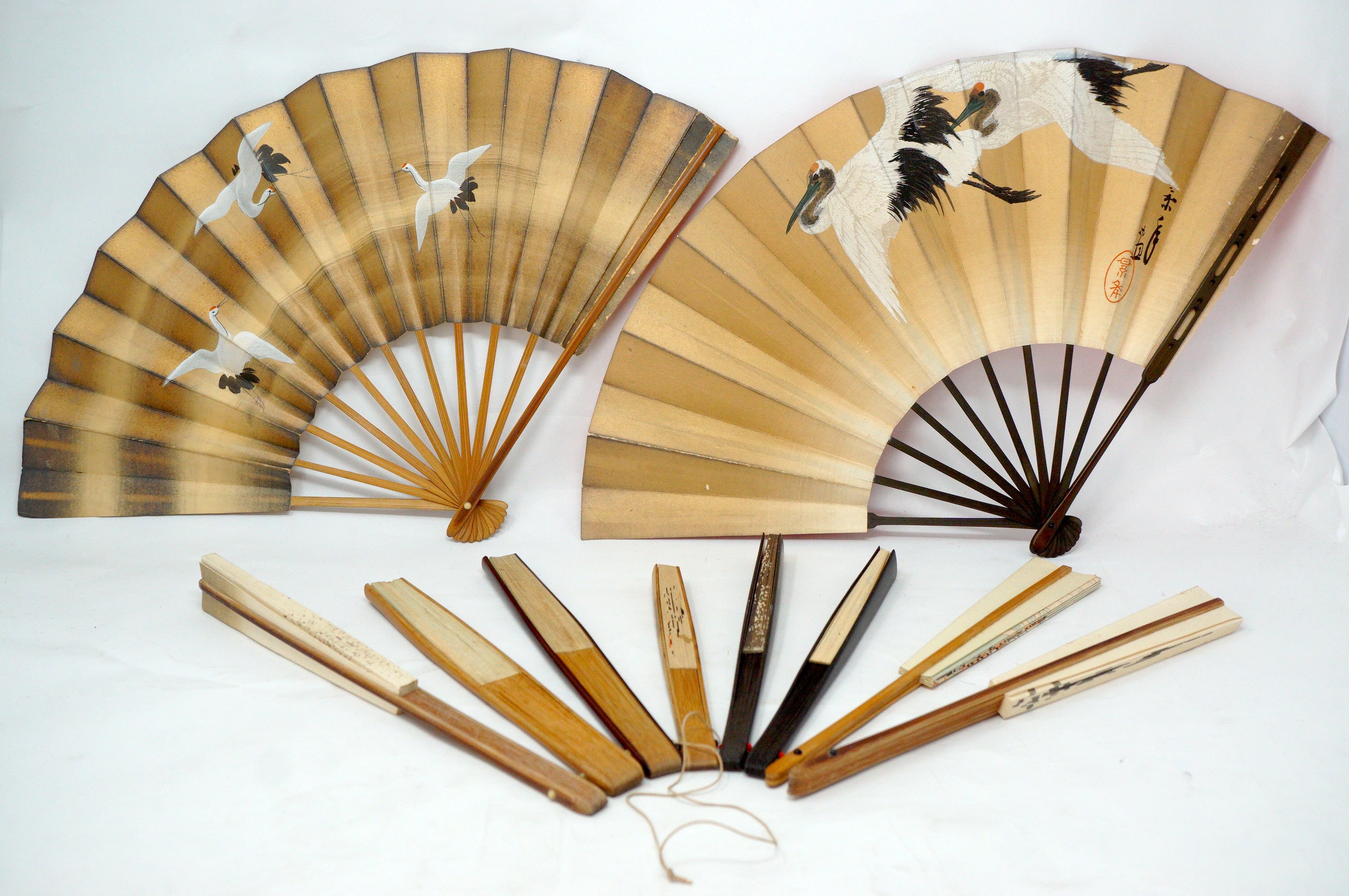 Japanische Sensu Faltfächer-Kollektion x10 Vintage Original 扇子 aus Japan 1127D4