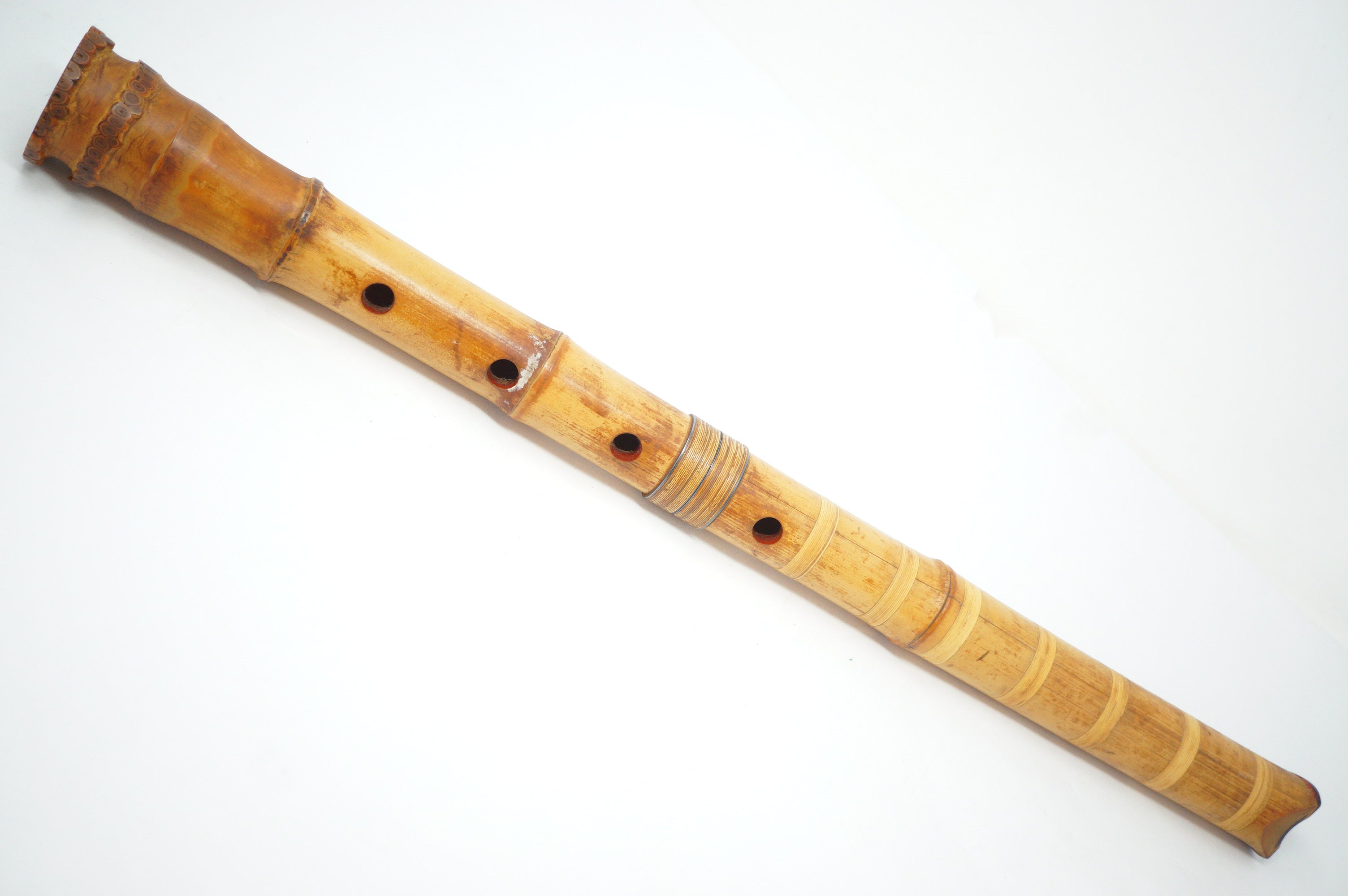 Japanese Shakuhachi Bamboo Flute Signed Original Vintage Instrument from Japan 1208D4