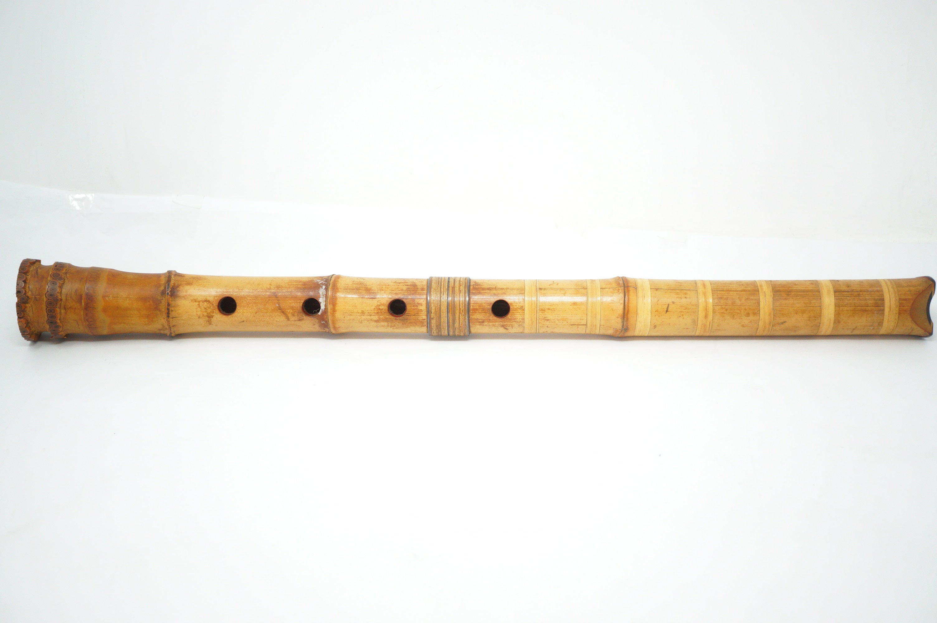 Japanese Shakuhachi Bamboo Flute Signed Original Vintage Instrument from Japan 1208D4