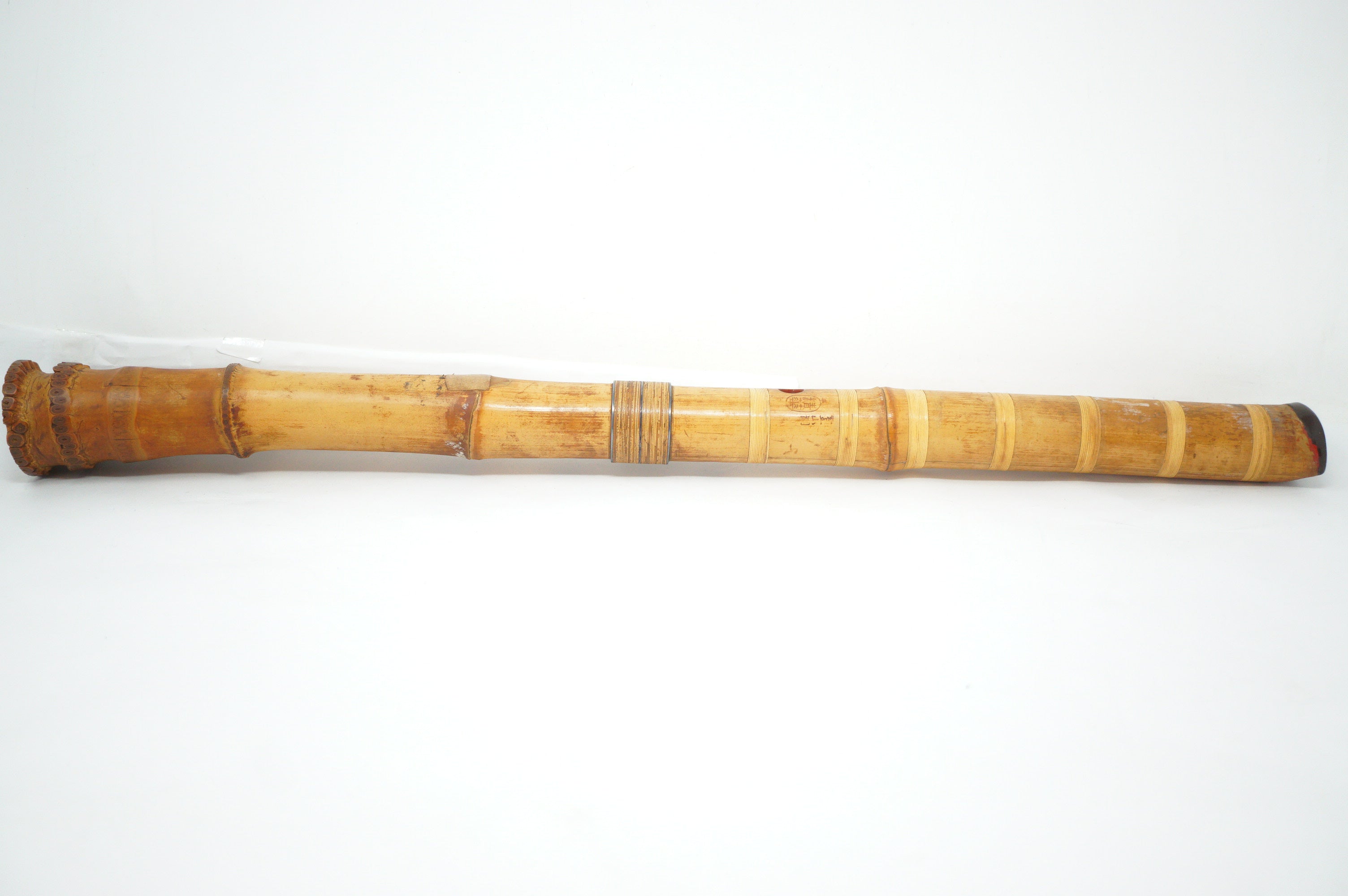 Japanese Shakuhachi Bamboo Flute Signed Original Vintage Instrument from Japan 1208D4