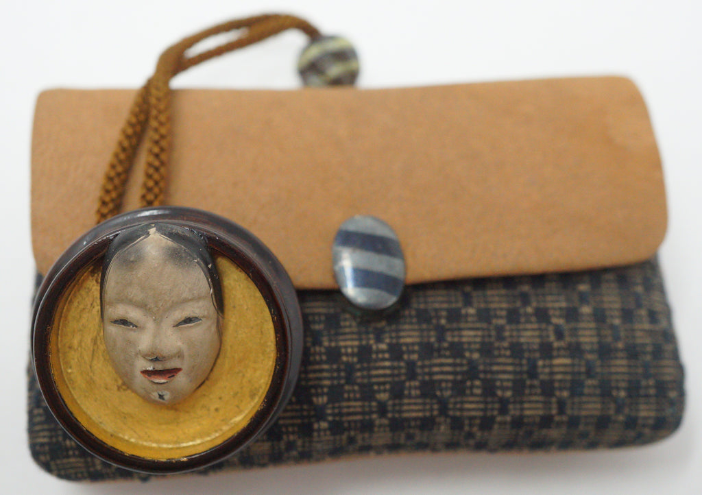 Japanese Sagemono Fine Wallet Ladies Pouch with Netsuke & Ojime from Japan 0611G5