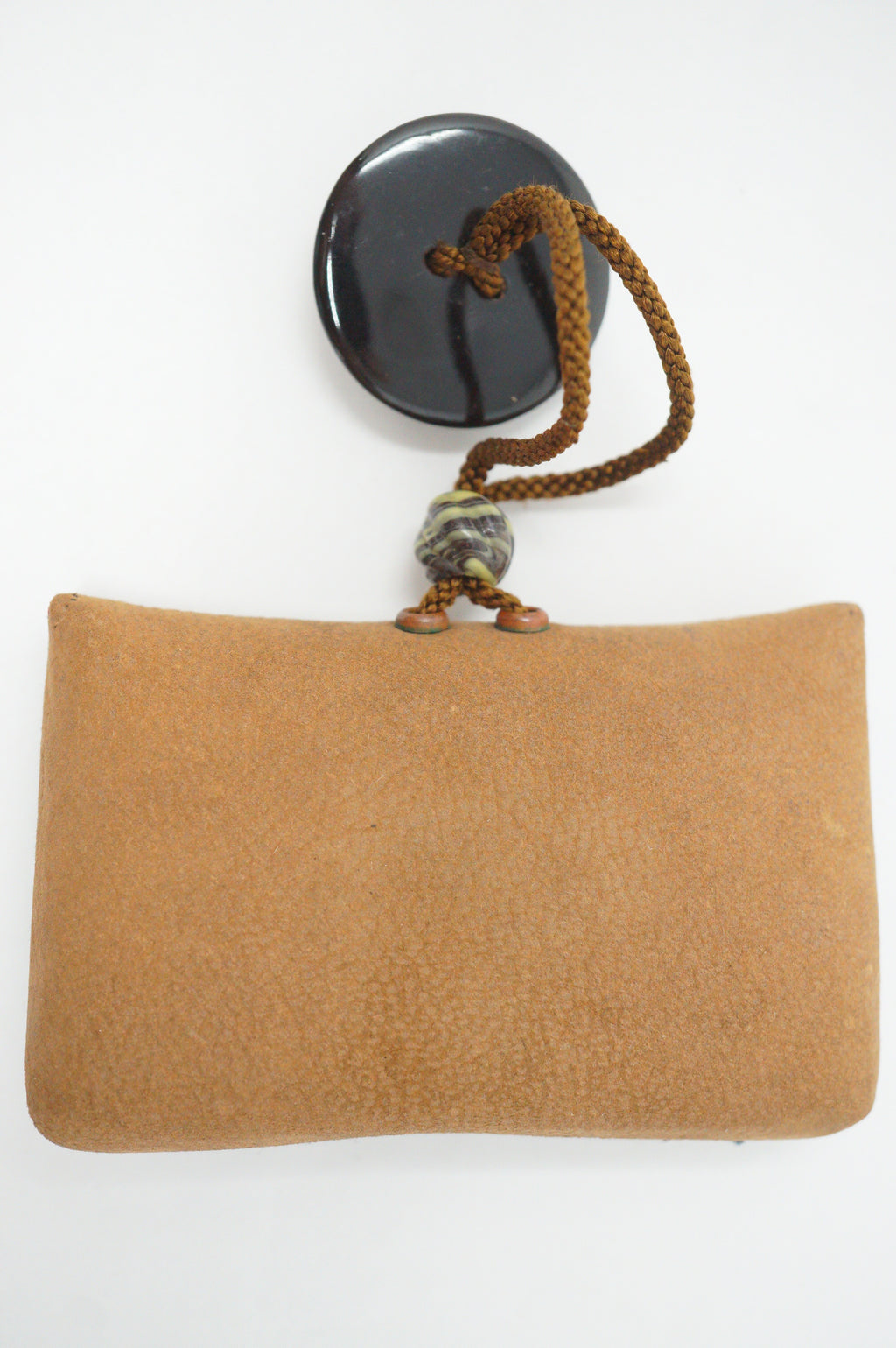 Japanese Sagemono Fine Wallet Ladies Pouch with Netsuke & Ojime from Japan 0611G5