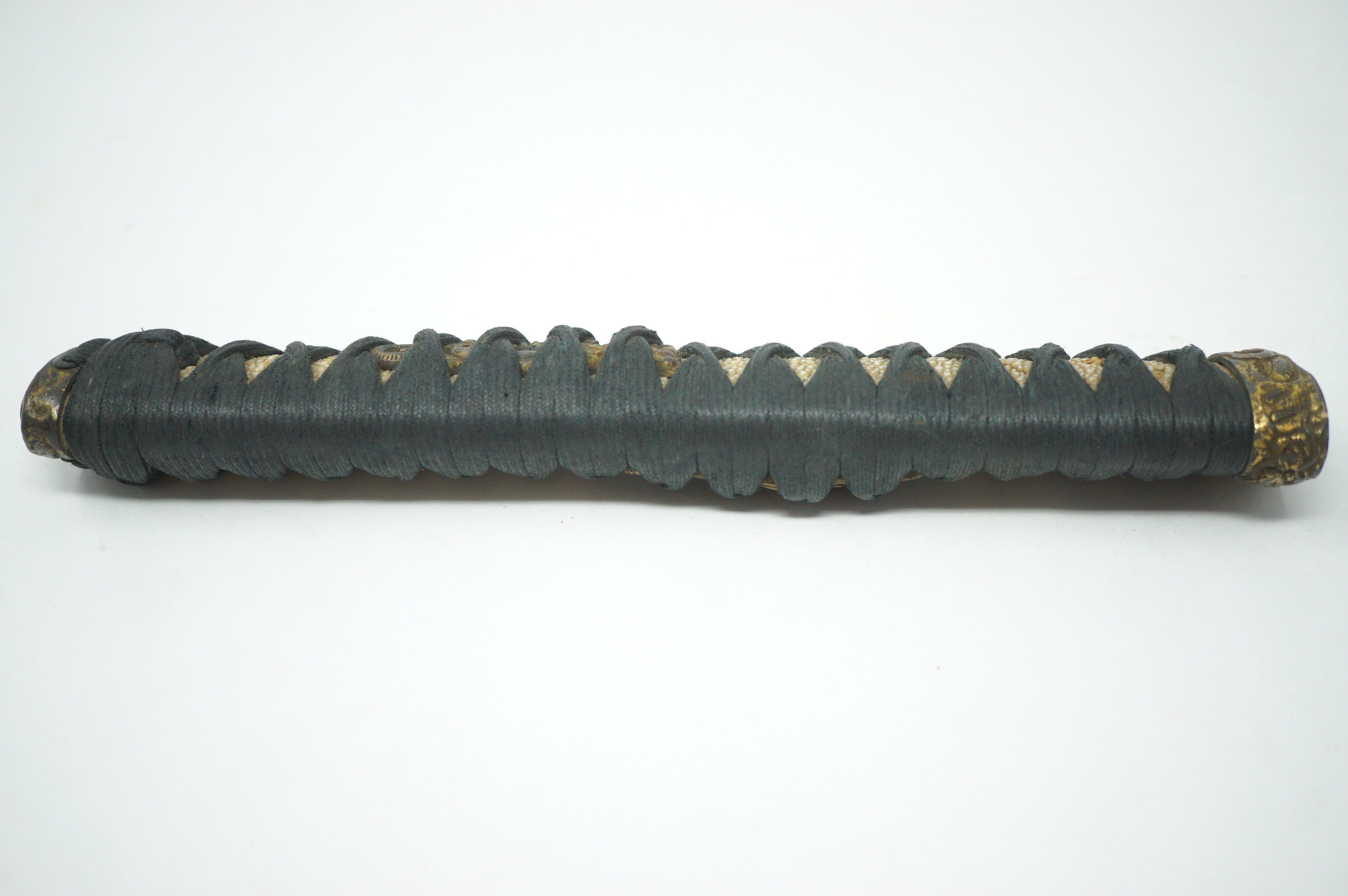 Antique Edo Period Japanese Katana Tsuka • Ornate Dragon Motif High-Relief Gilt Menuki Sword Handle 0623G5
