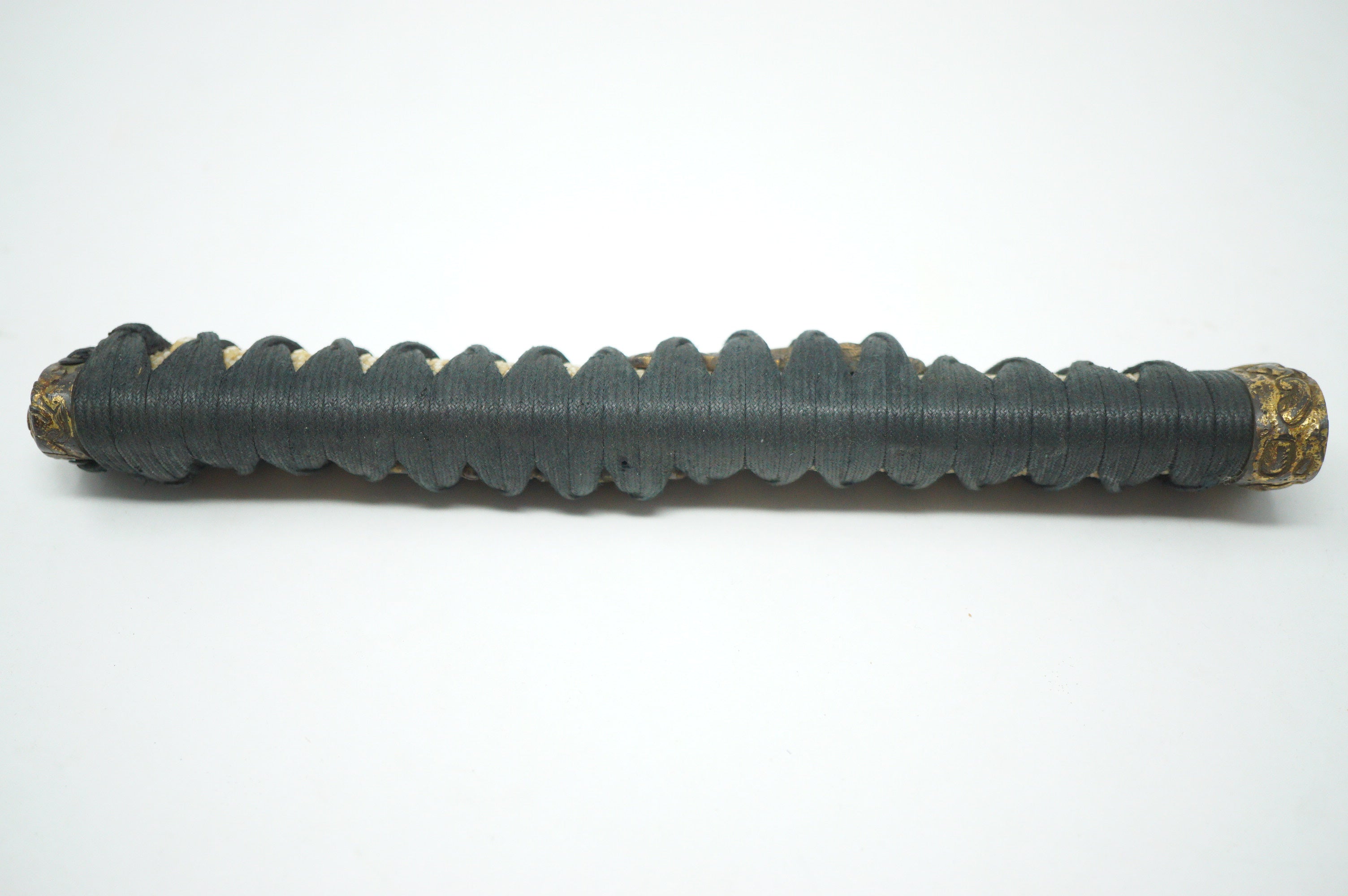Antique Edo Period Japanese Katana Tsuka • Ornate Dragon Motif High-Relief Gilt Menuki Sword Handle 0623G5