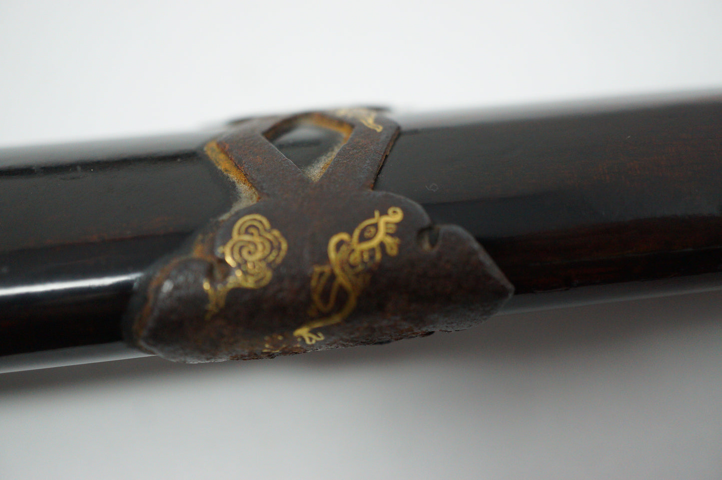 Japanisches Wakizashi-Schwert mit Holzklinge und Goldeinlagen, antikes Original aus Japan 0119E5