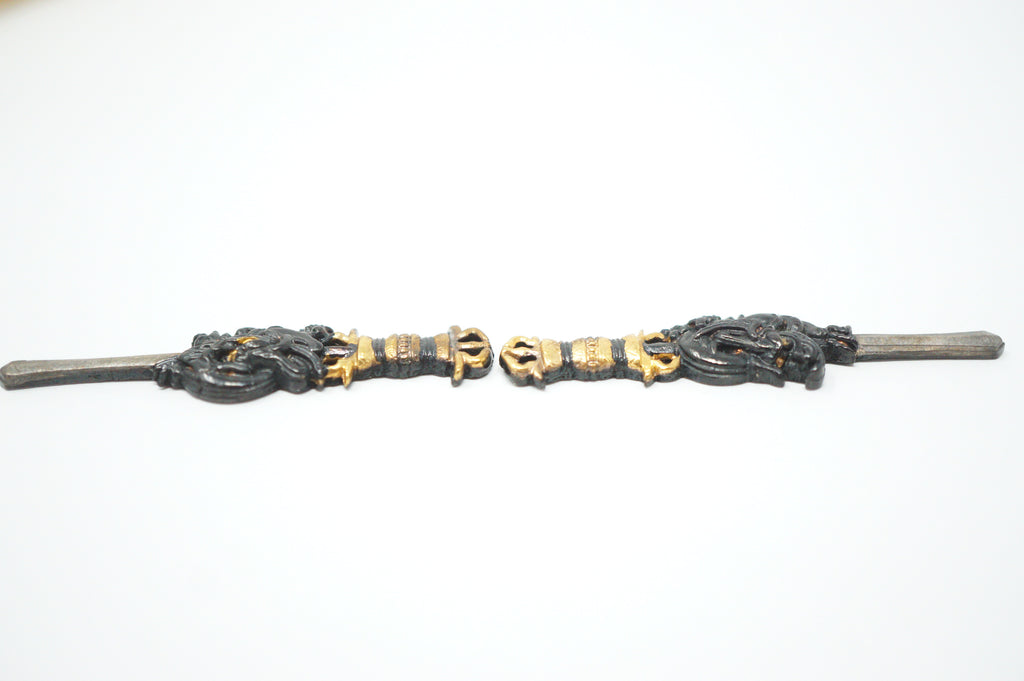 Japanisches Menuki-Schwert-Ornament-Set Drache auf Schwert-Design in Box aus Japan 0803D5