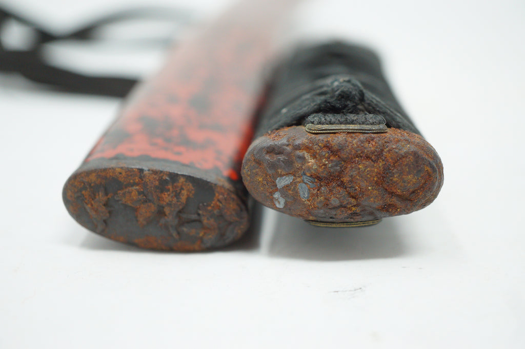 Japanische antike Wakizashi-Schwertteile inkl. feinem Kogai- und Kozuka-Set, Original aus Japan 0212F5