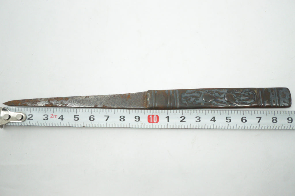 Antique Japanese Kogatana Utility Knife with Relief Kozuka Handle (Edo Period) 0714G5