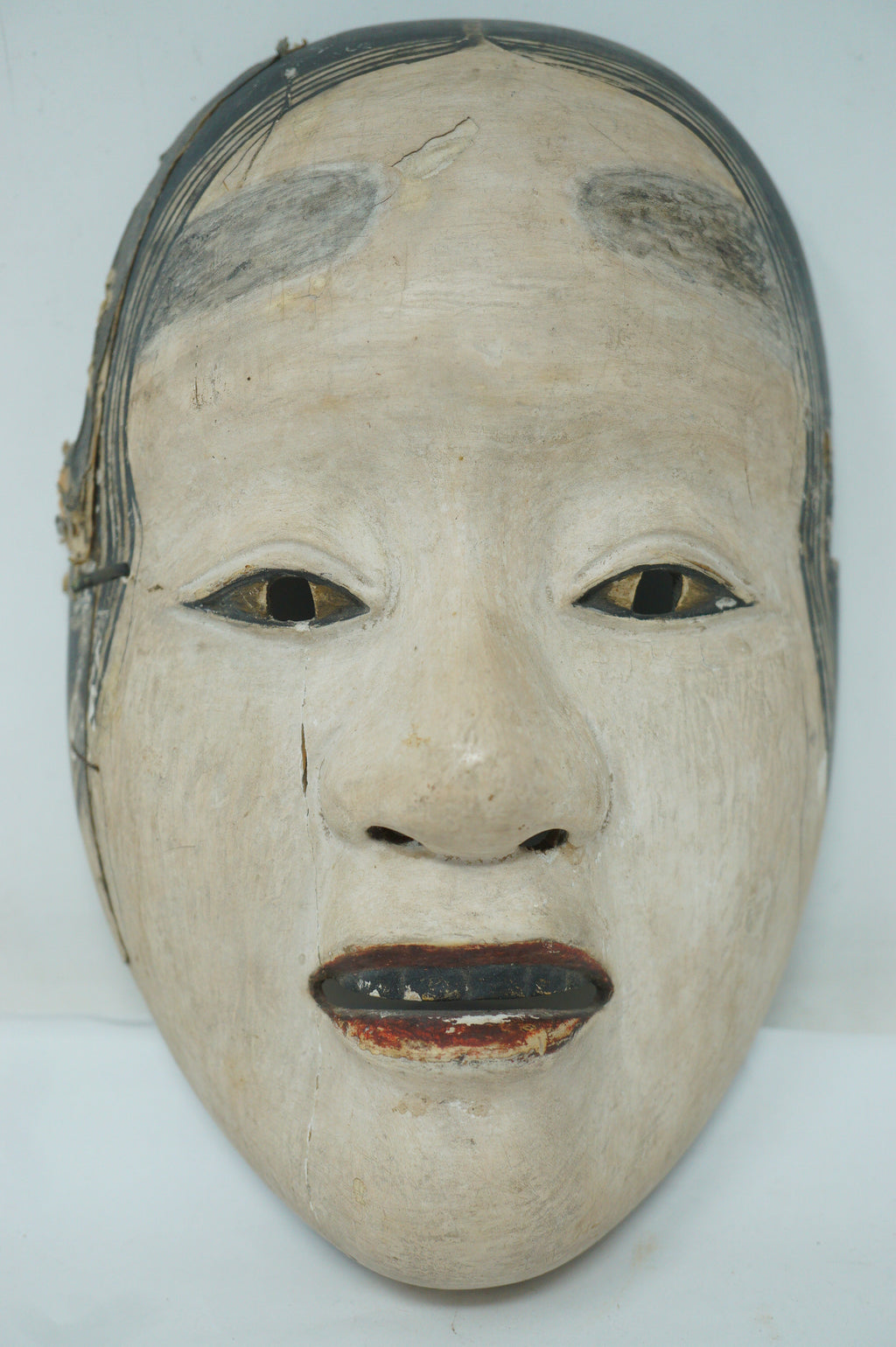 日本明治时代能剧木制面具，Deigan 风格，日本原装 0331F5