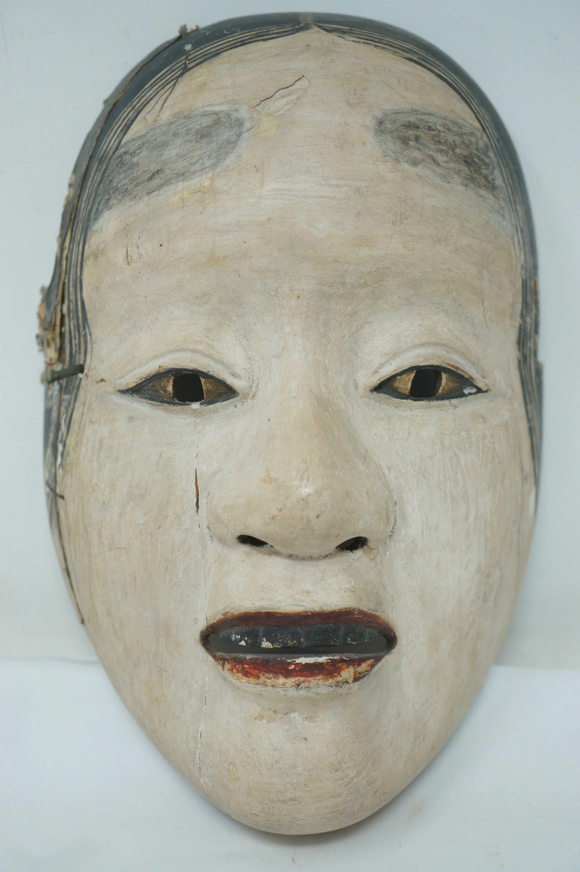 日本明治时代能剧木制面具，Deigan 风格，日本原装 0331F5