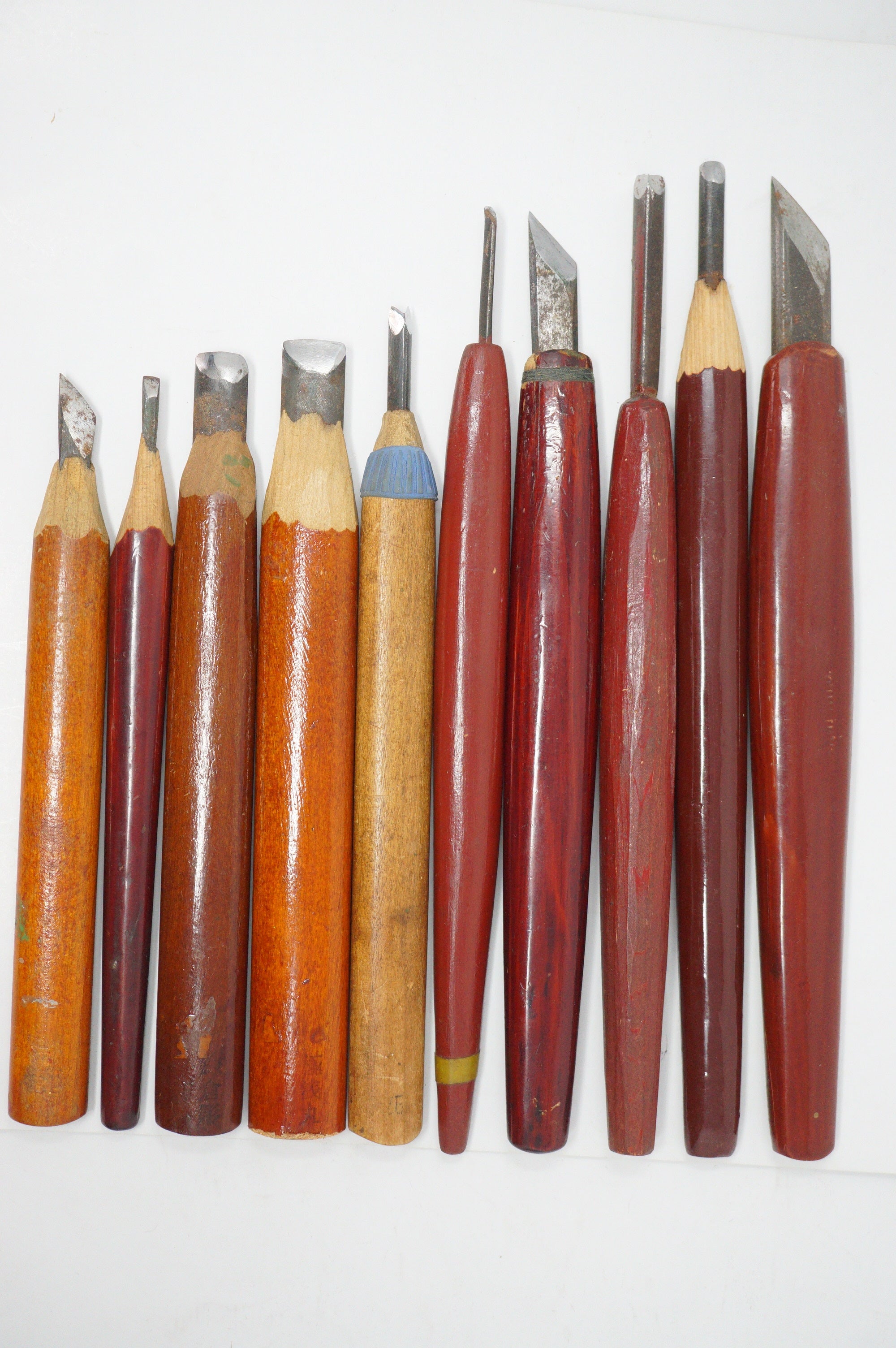 Japanese Vintage Wood Carving Knife set of 10 Sharp & Original Tools from Japan 1012D5