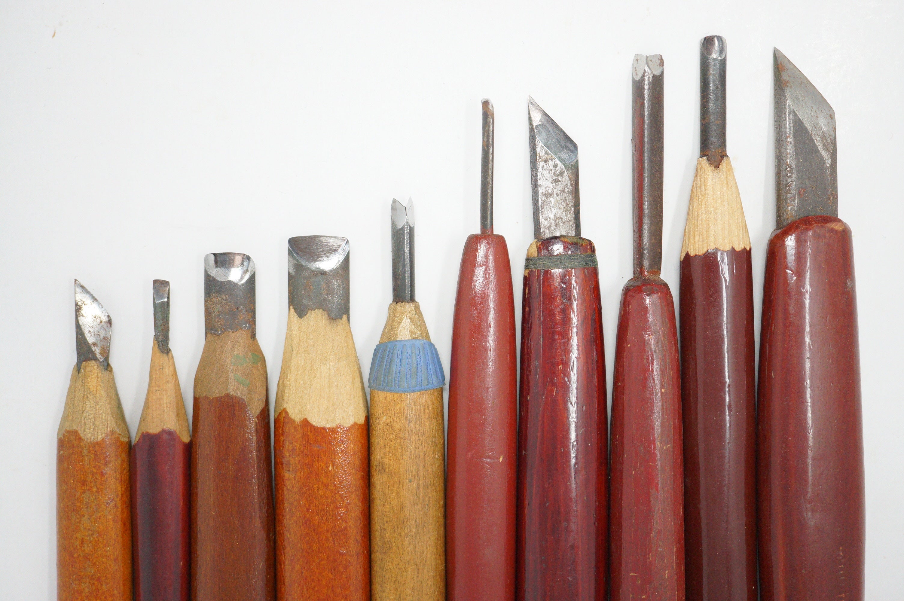 Japanese Vintage Wood Carving Knife set of 10 Sharp & Original Tools from Japan 1012D5