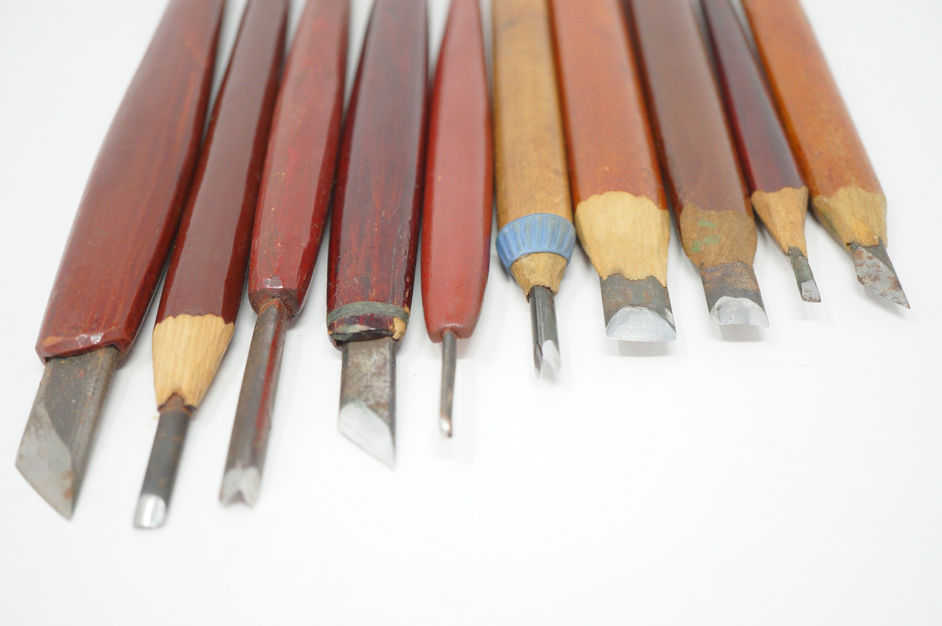 Japanese Vintage Wood Carving Knife set of 10 Sharp & Original Tools from Japan 1012D5