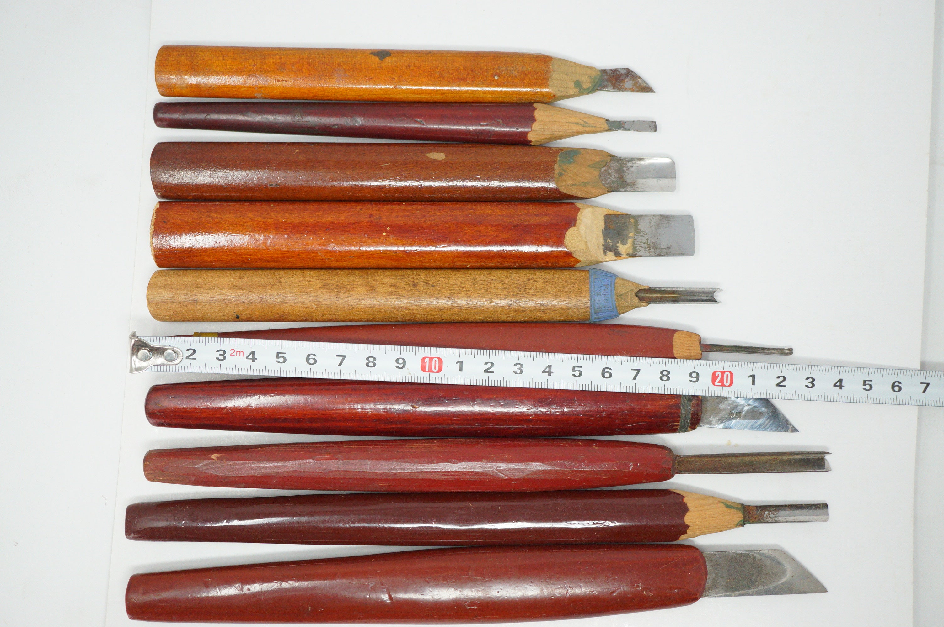 Japanese Vintage Wood Carving Knife set of 10 Sharp & Original Tools from Japan 1012D5