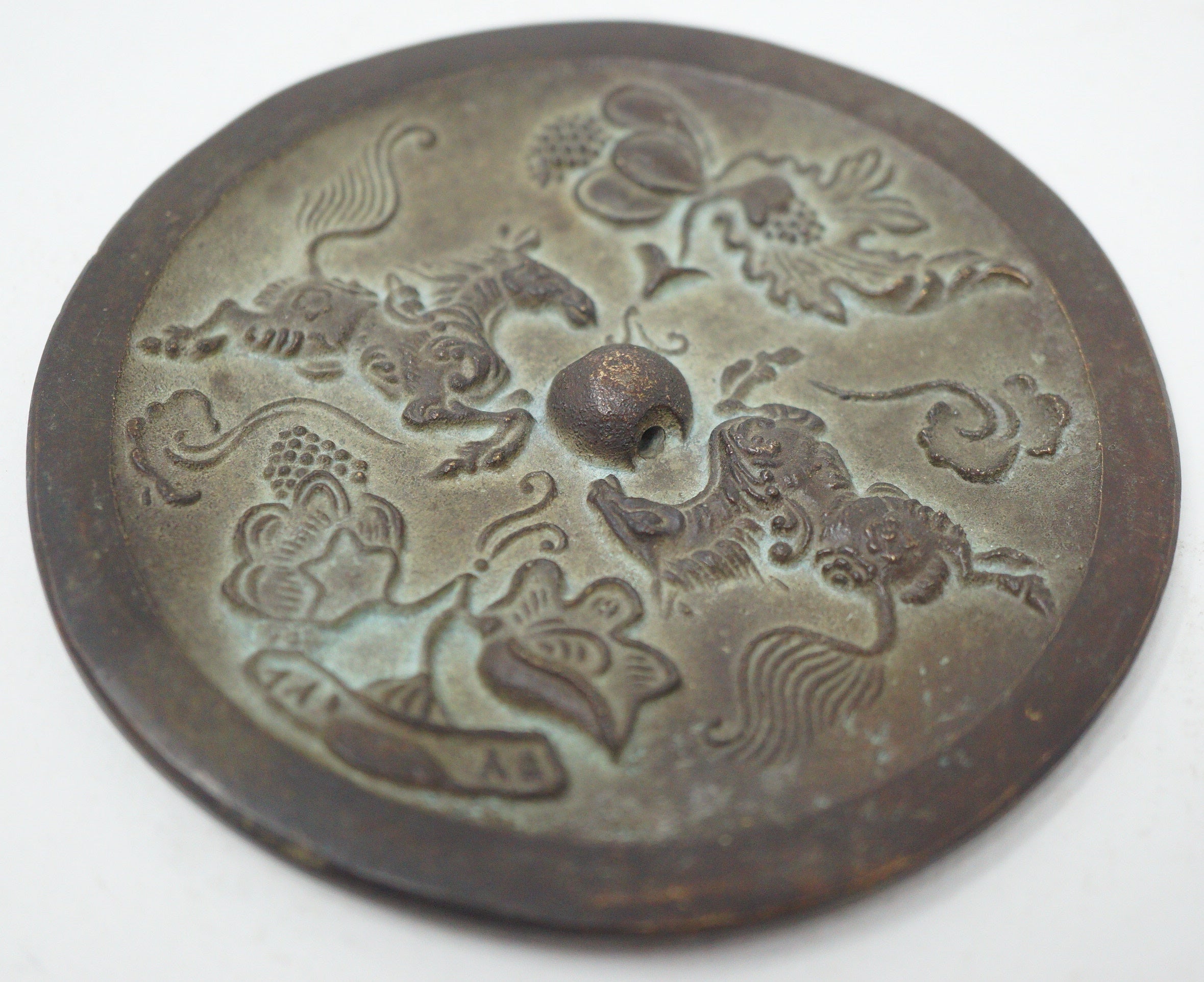 Antique Japanese Bronze Mirror with Horse Images 0619D5