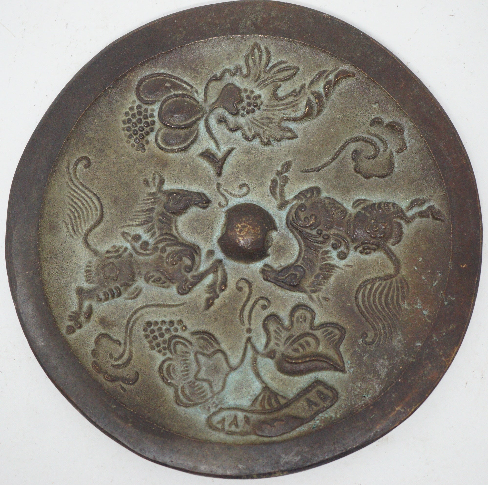 Antique Japanese Bronze Mirror with Horse Images 0619D5