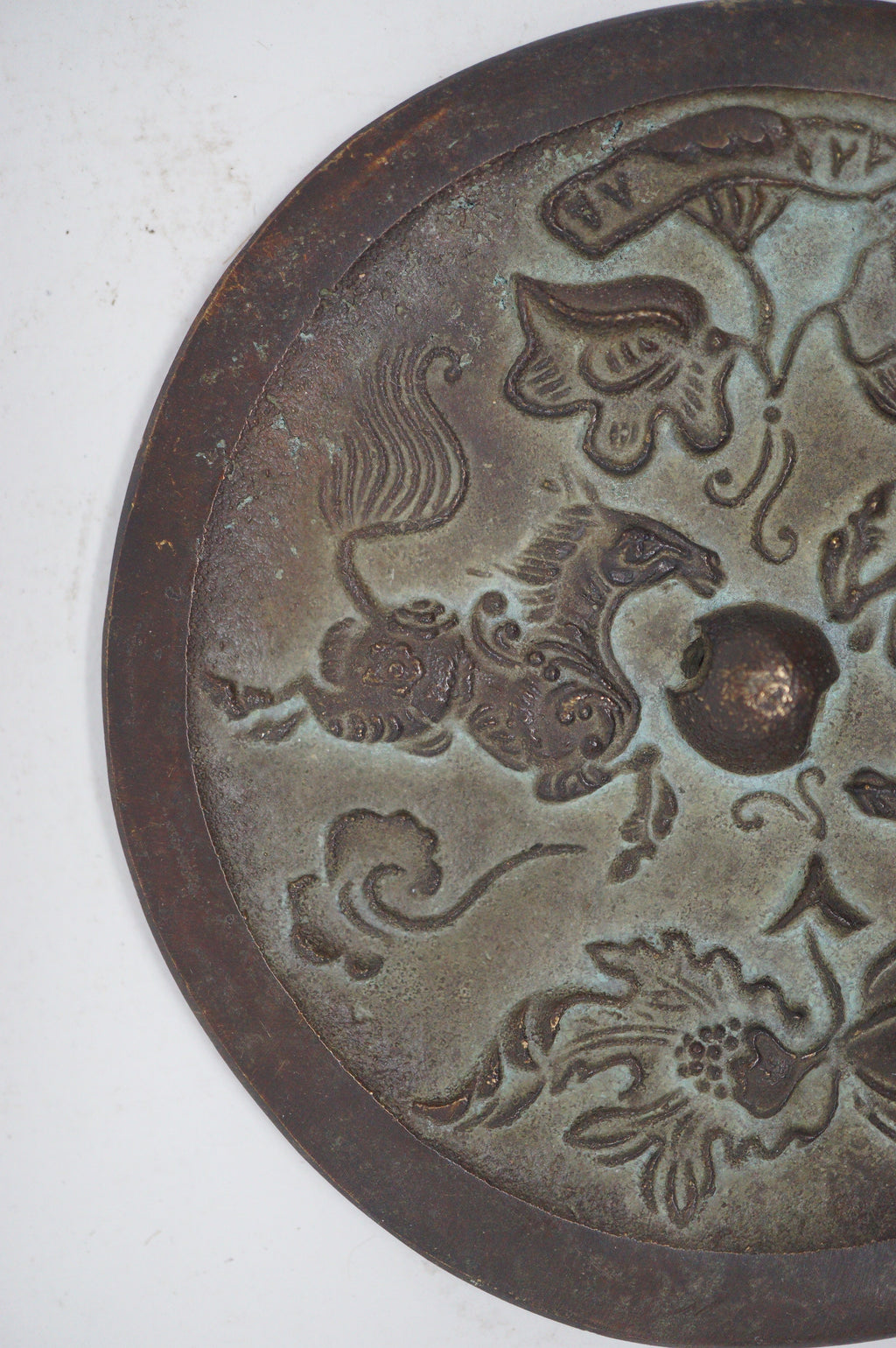 Antique Japanese Bronze Mirror with Horse Images 0619D5