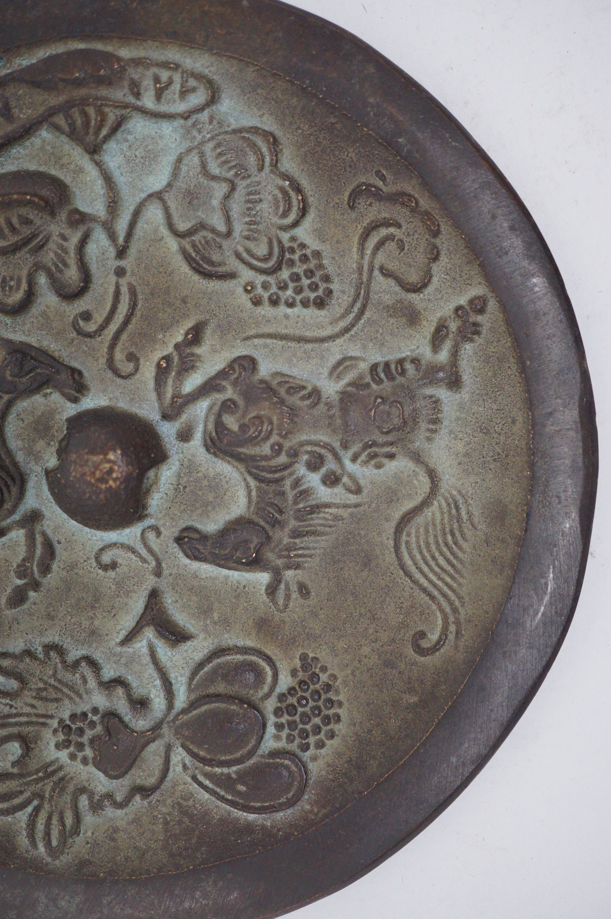 Antique Japanese Bronze Mirror with Horse Images 0619D5