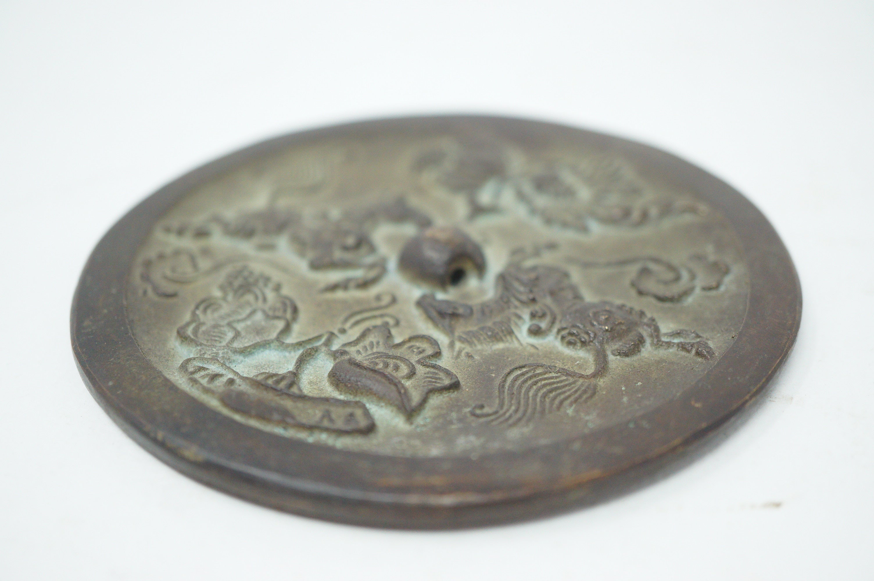 Antique Japanese Bronze Mirror with Horse Images 0619D5