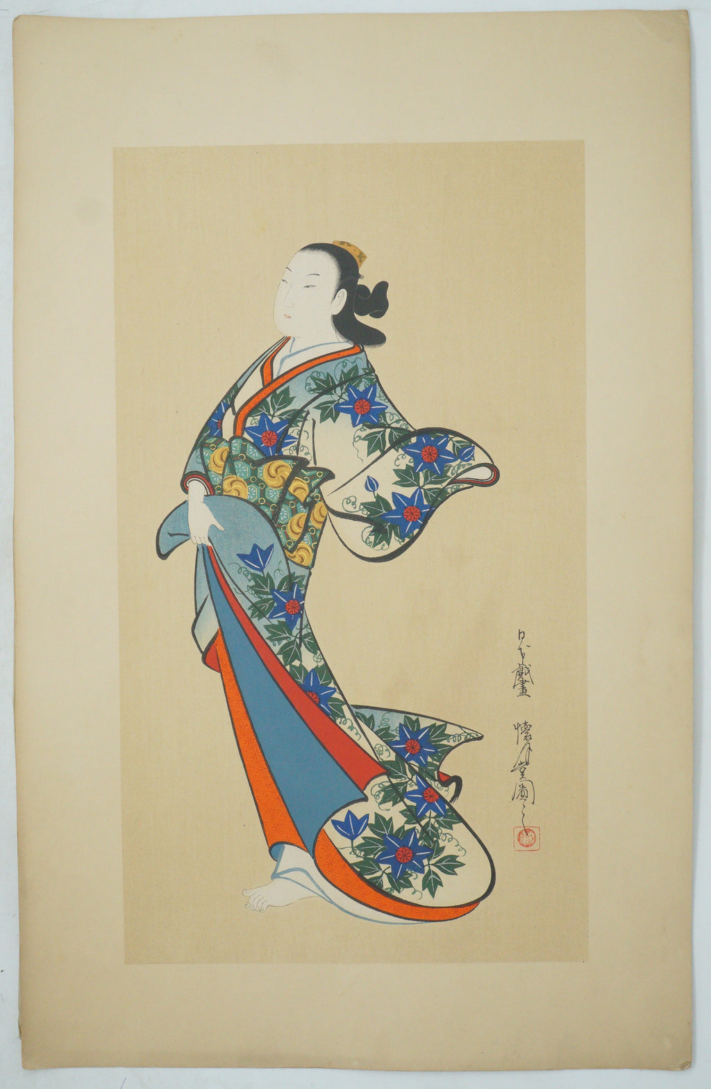 High Quality Binjinga Woodblockprint by Kaigetsudo Vintage Recarved Edition 0622D5