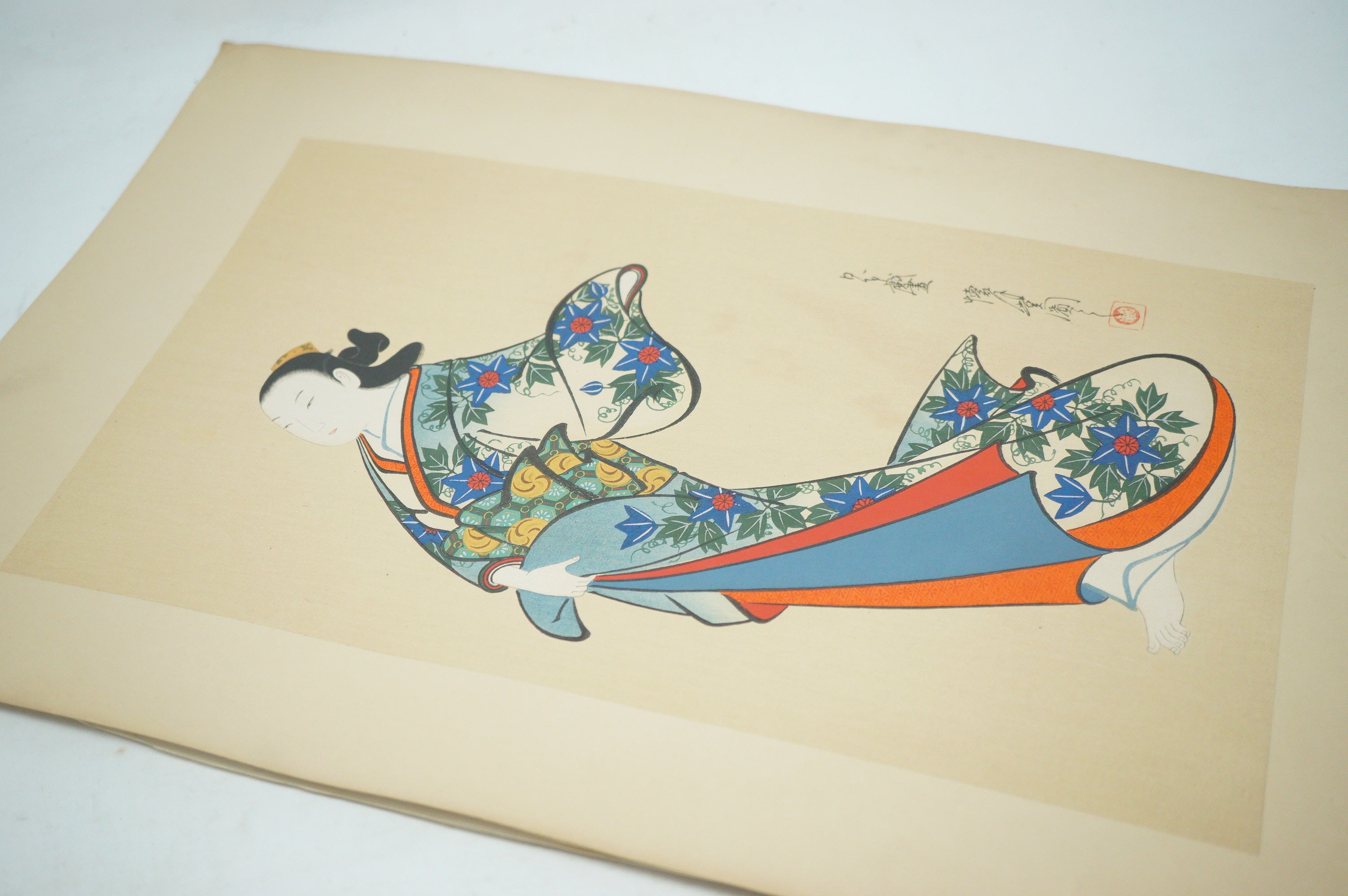 High Quality Binjinga Woodblockprint by Kaigetsudo Vintage Recarved Edition 0622D5