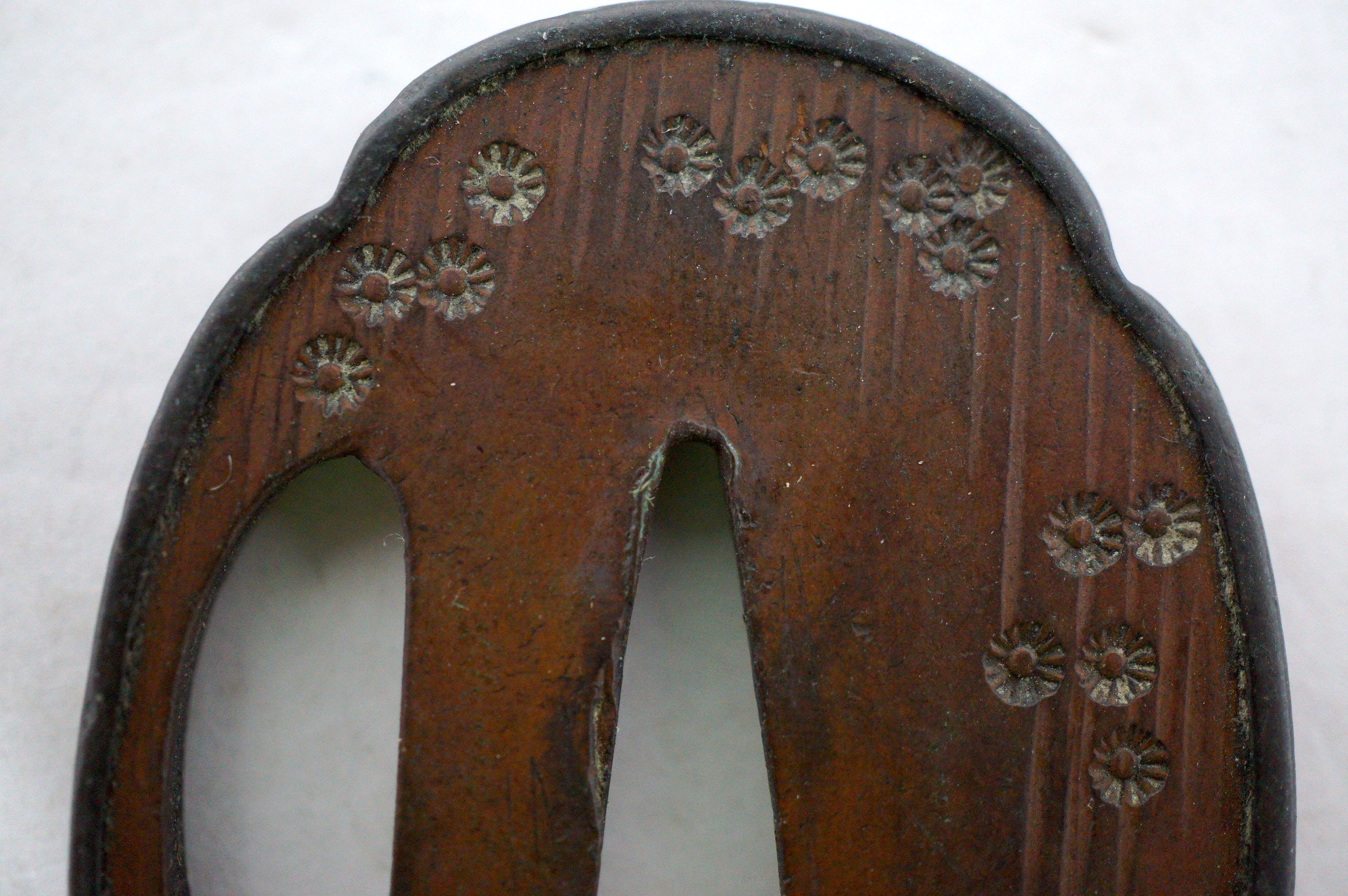 Japanese Tsuba Tanto Knife Guard Edo Original Copper Tsuba from Japan 0530E6