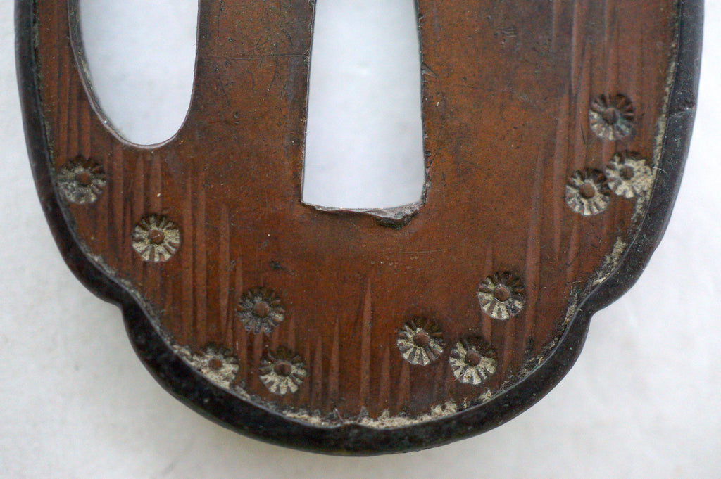 Japanese Tsuba Tanto Knife Guard Edo Original Copper Tsuba from Japan 0530E6