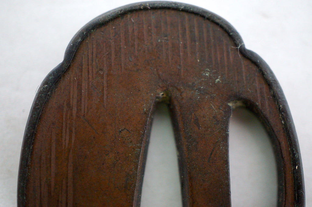 Japanese Tsuba Tanto Knife Guard Edo Original Copper Tsuba from Japan 0530E6
