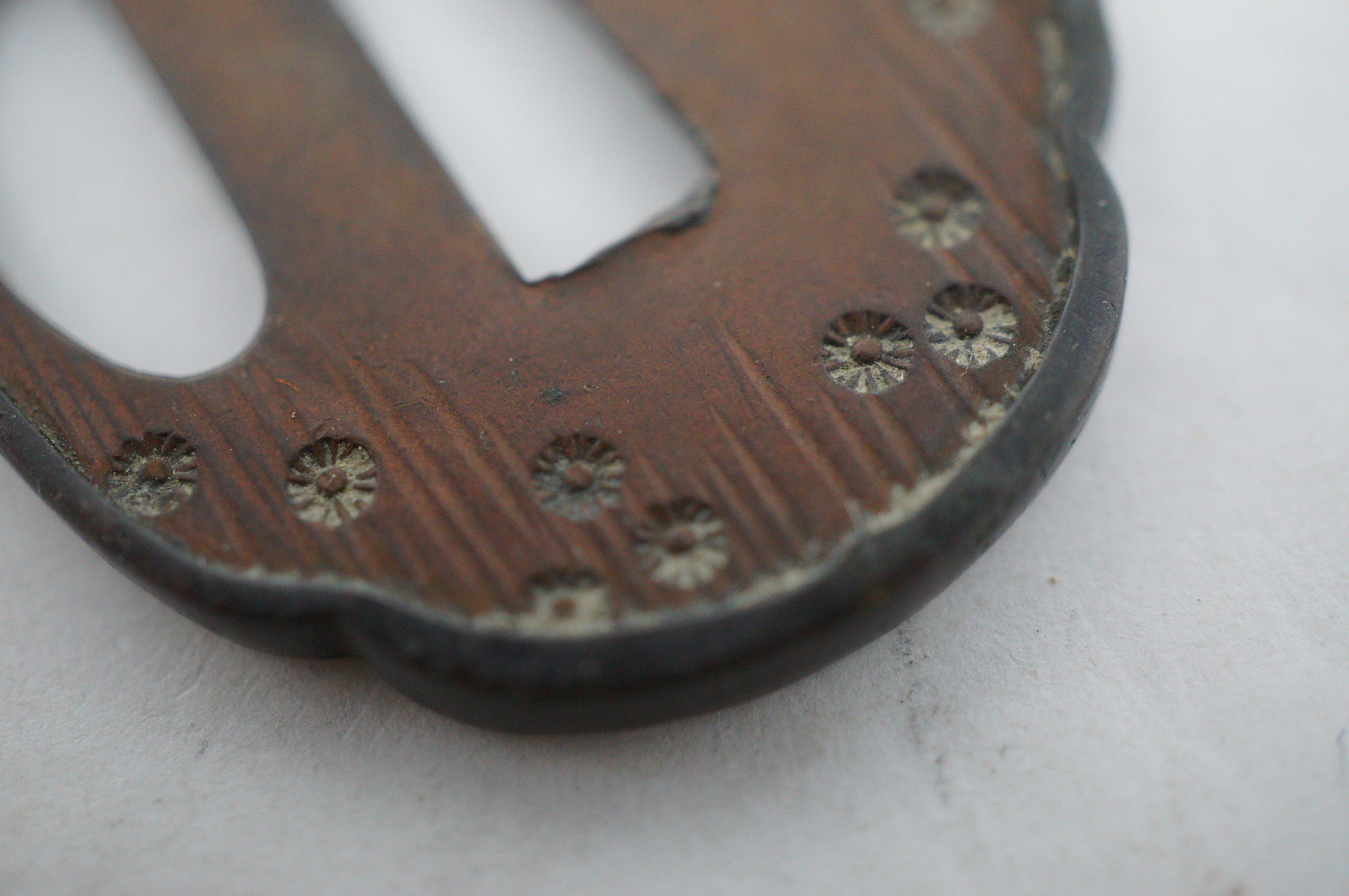 Japanese Tsuba Tanto Knife Guard Edo Original Copper Tsuba from Japan 0530E6