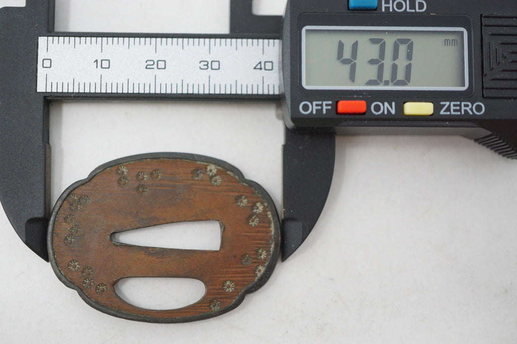 Japanese Tsuba Tanto Knife Guard Edo Original Copper Tsuba from Japan 0530E6