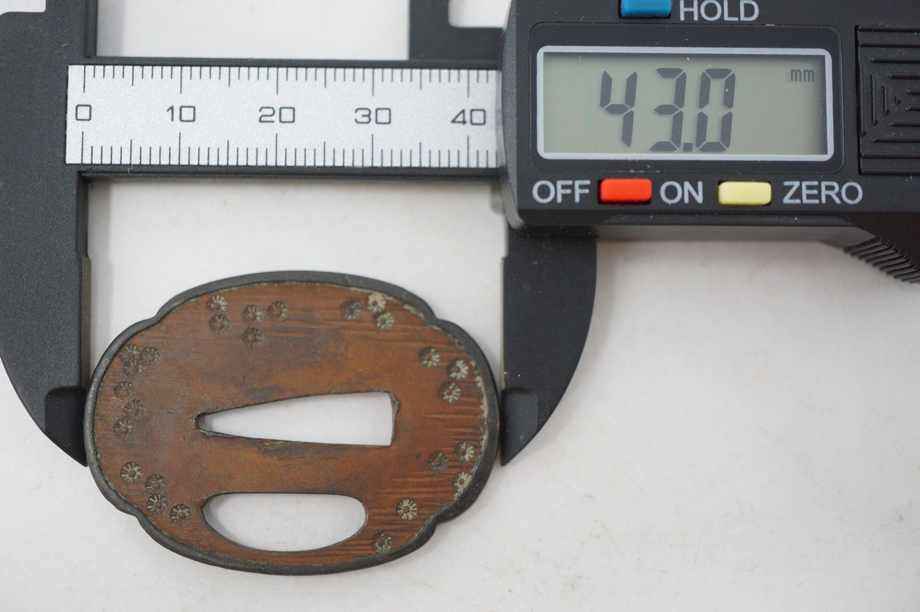 Japanese Tsuba Tanto Knife Guard Edo Original Copper Tsuba from Japan 0530E6