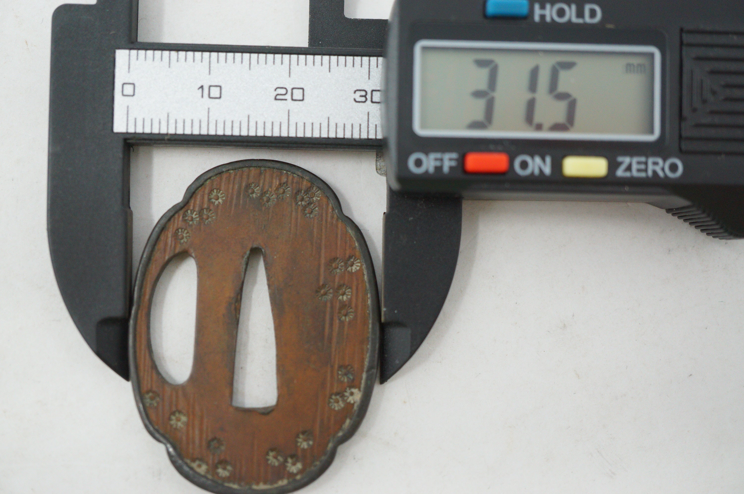 Japanese Tsuba Tanto Knife Guard Edo Original Copper Tsuba from Japan 0530E6
