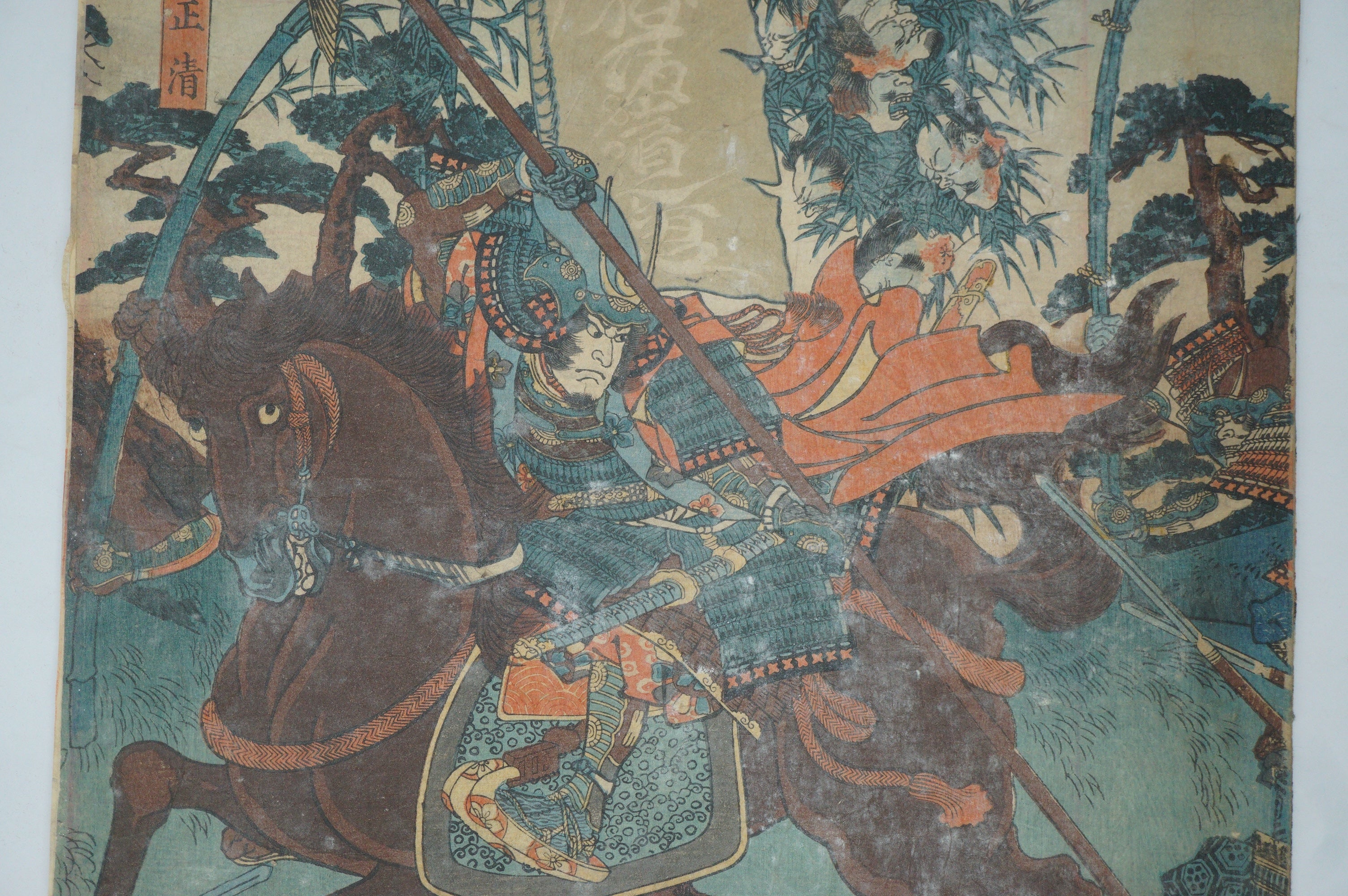 Japanischer Holzschnitt Original von Utagawa Kuniyoshi - Intensive Kampfszene - aus Japan 0129F6