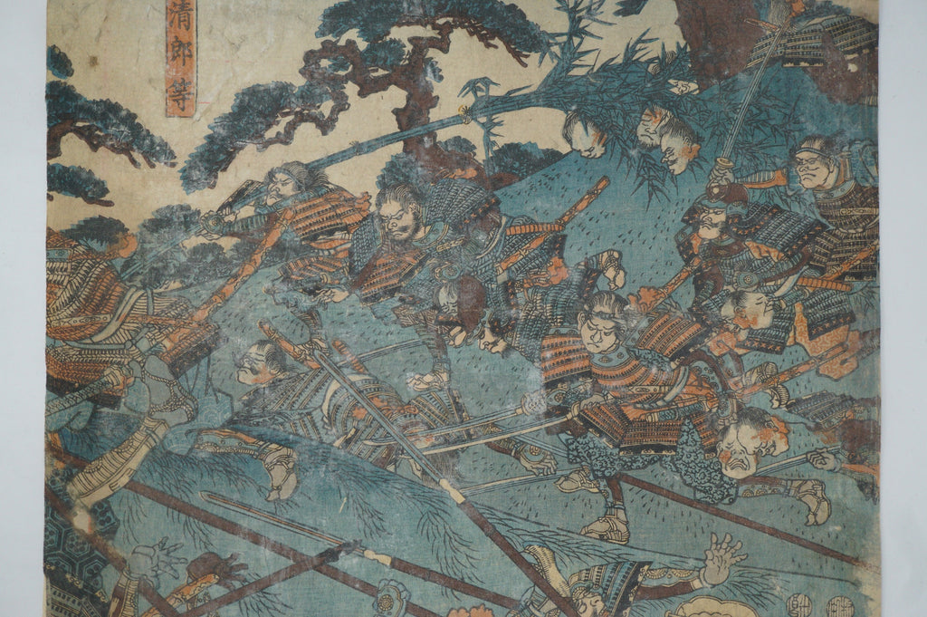 日本木版画原作，歌川国芳 - 激烈战斗场景 - 日本 0129F6